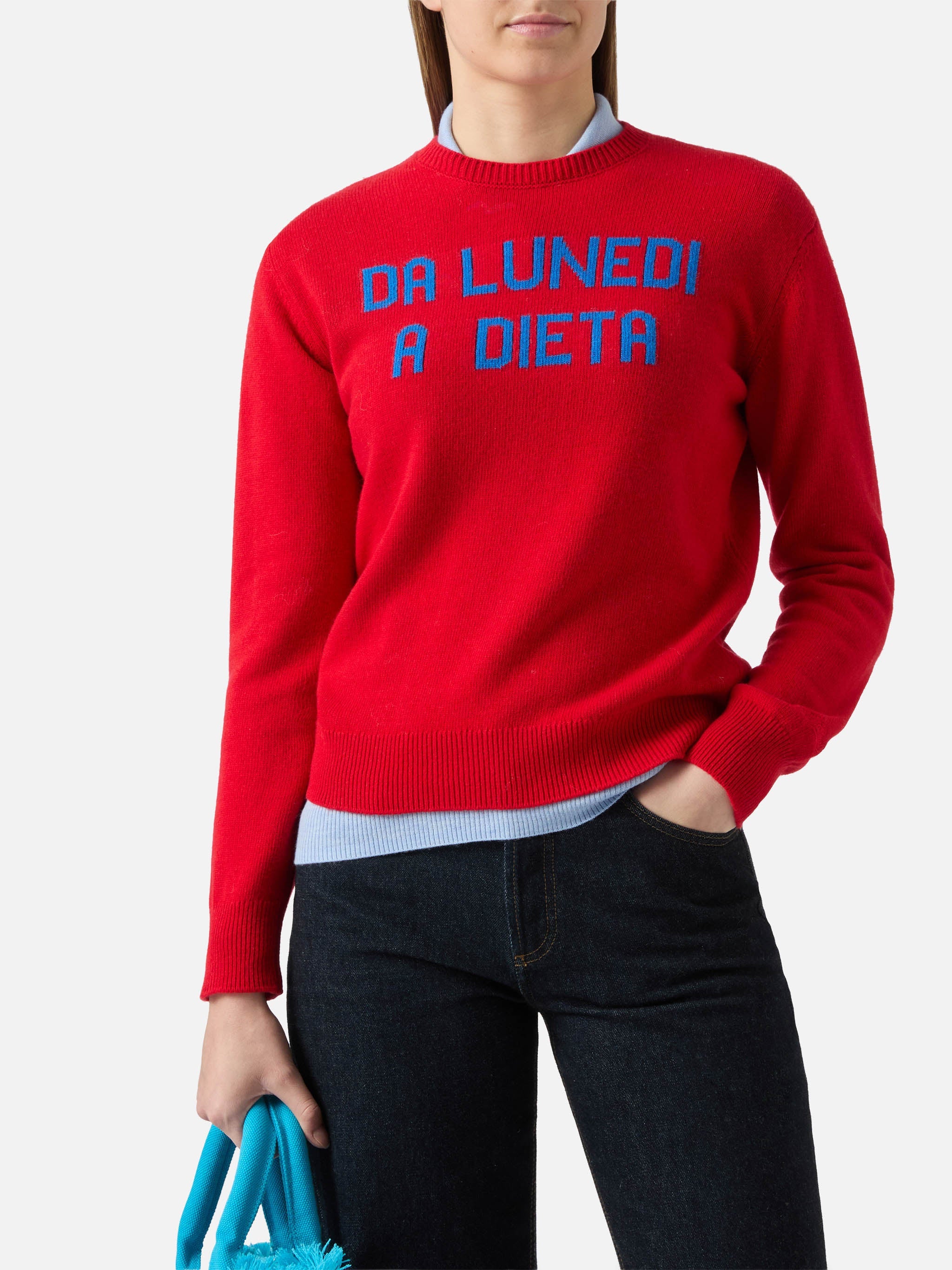 New Queen Crewneck With Da Lunedì A Dieta Jacquard Red