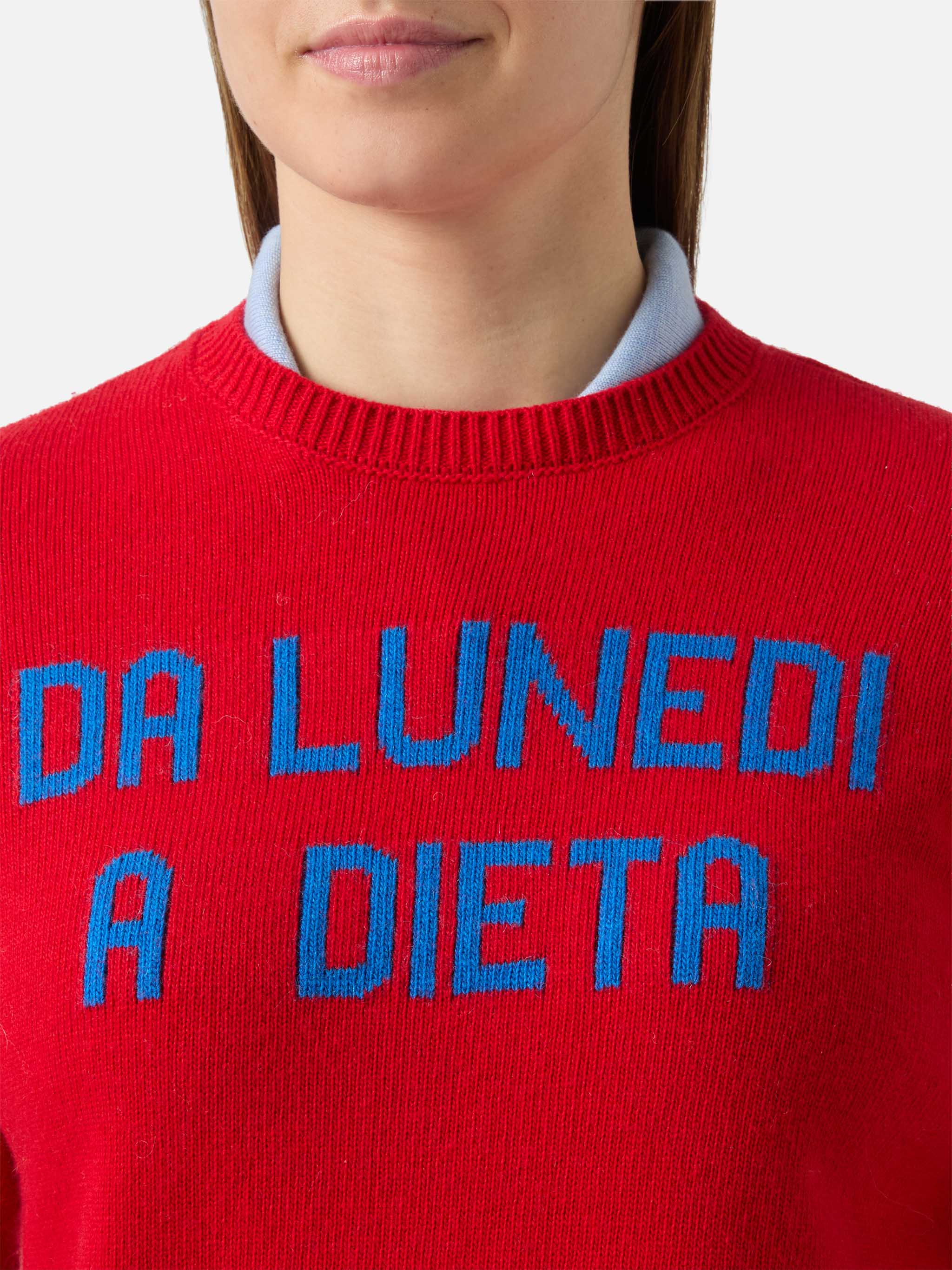 New Queen Crewneck With Da Lunedì A Dieta Jacquard Red