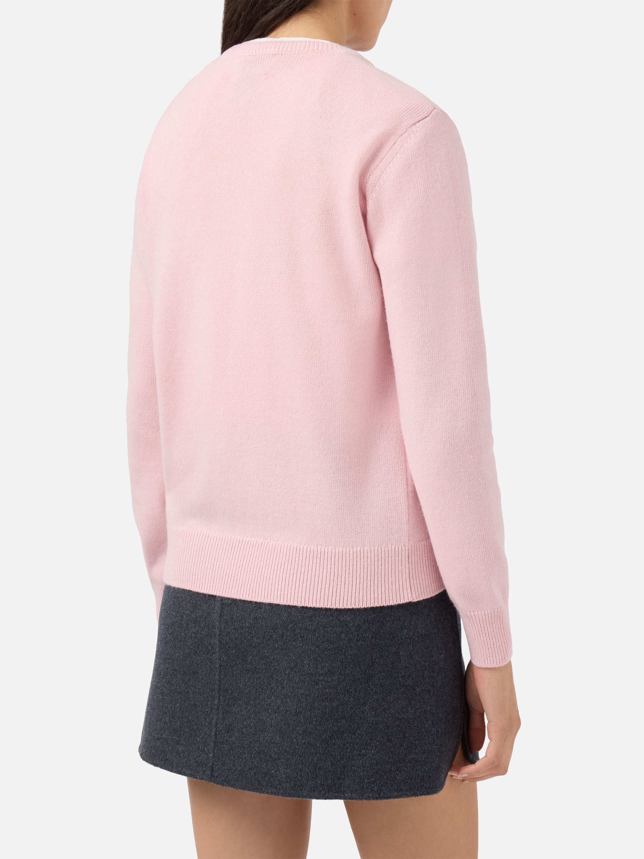 New Queen Cashmere-Blend Crewneck Pink With Vacanze Di Natale Lurex Jacquard | Special Edition