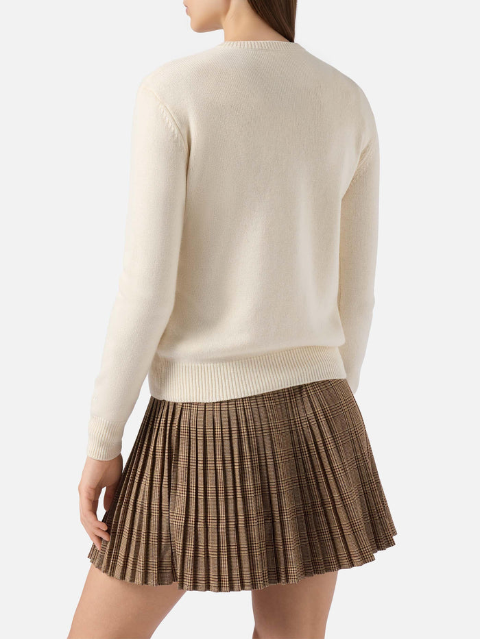 New Queen Cashmere-Blend Sweater White With Ma Cherie Embroidery