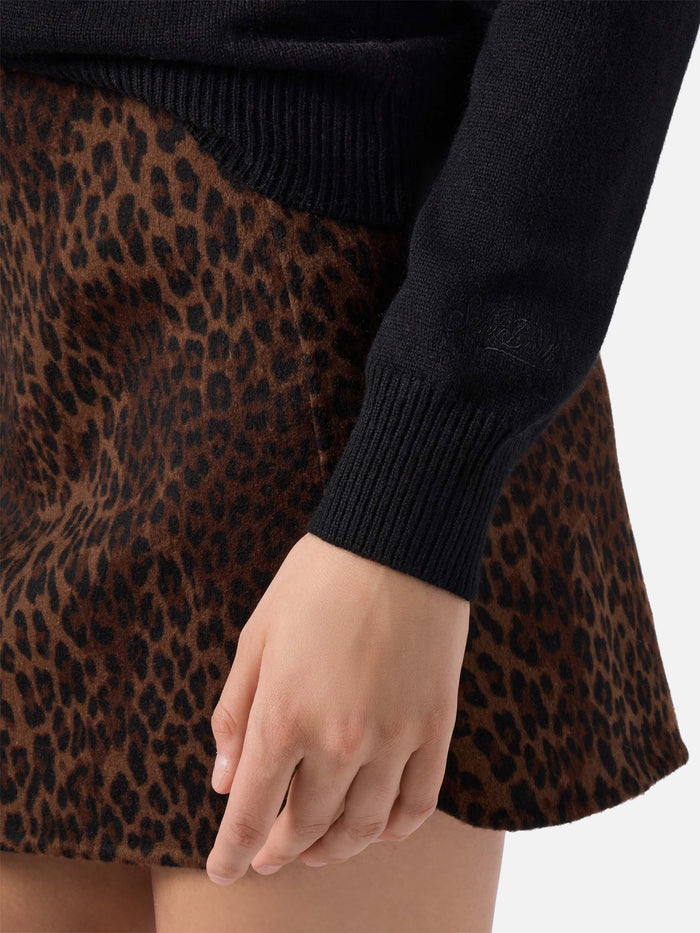 New Queen Cashmere-Blend Sweater Black With Bollicine E Pailettes Embroidery