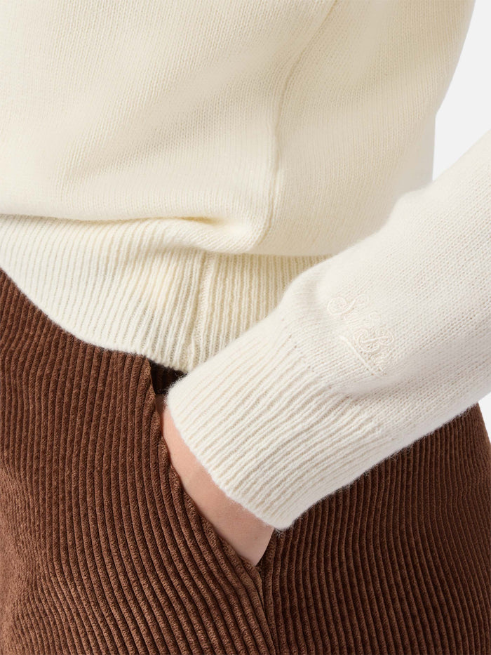 New Queen Cashmere-Blend Sweater White With Favolosa Lurex Embroidery
