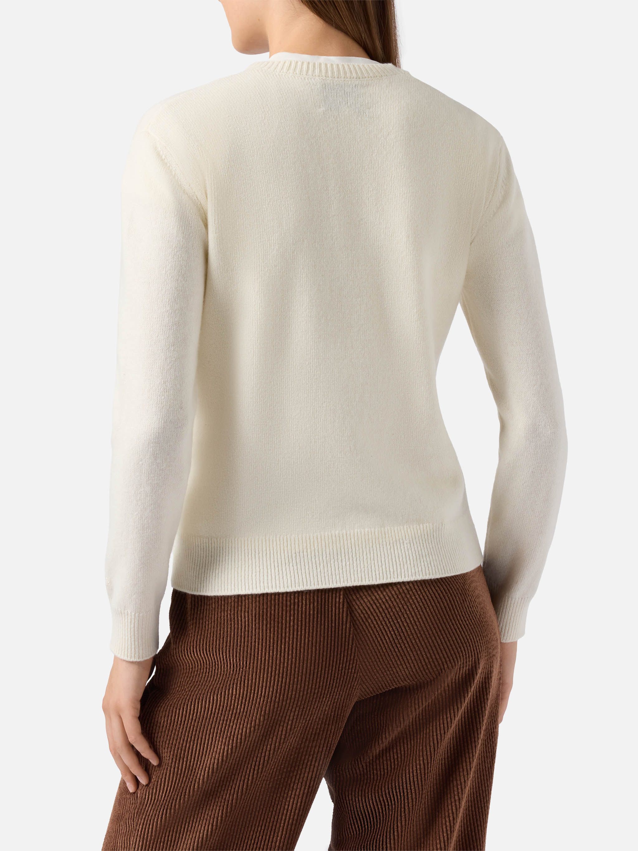 New Queen Cashmere-Blend Sweater White With Favolosa Lurex Embroidery