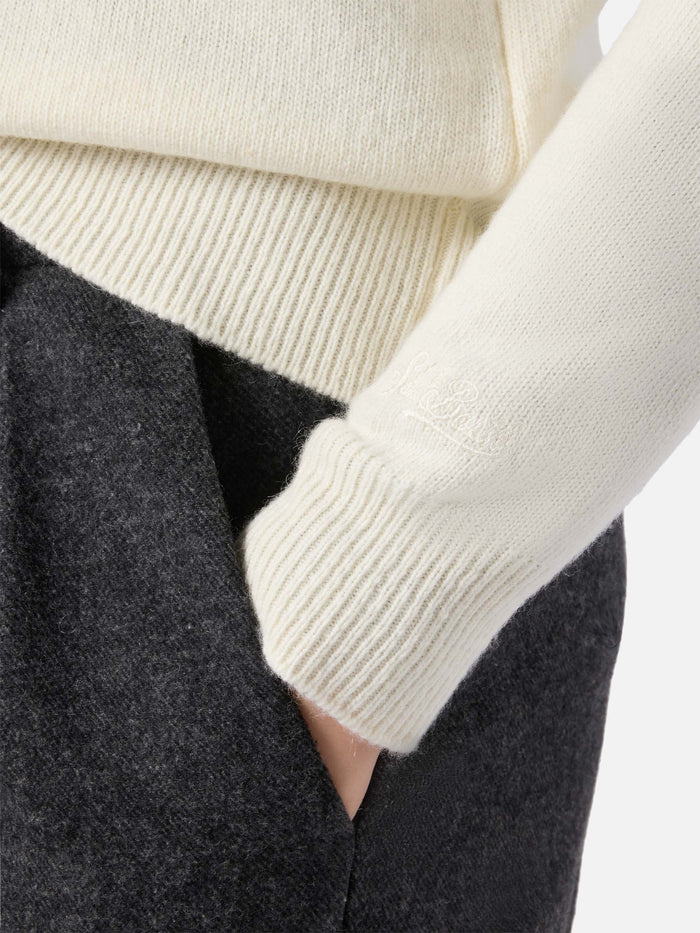 New Queen Cashmere-Blend Sweater White With Gossip Girl Lurex Embroidery