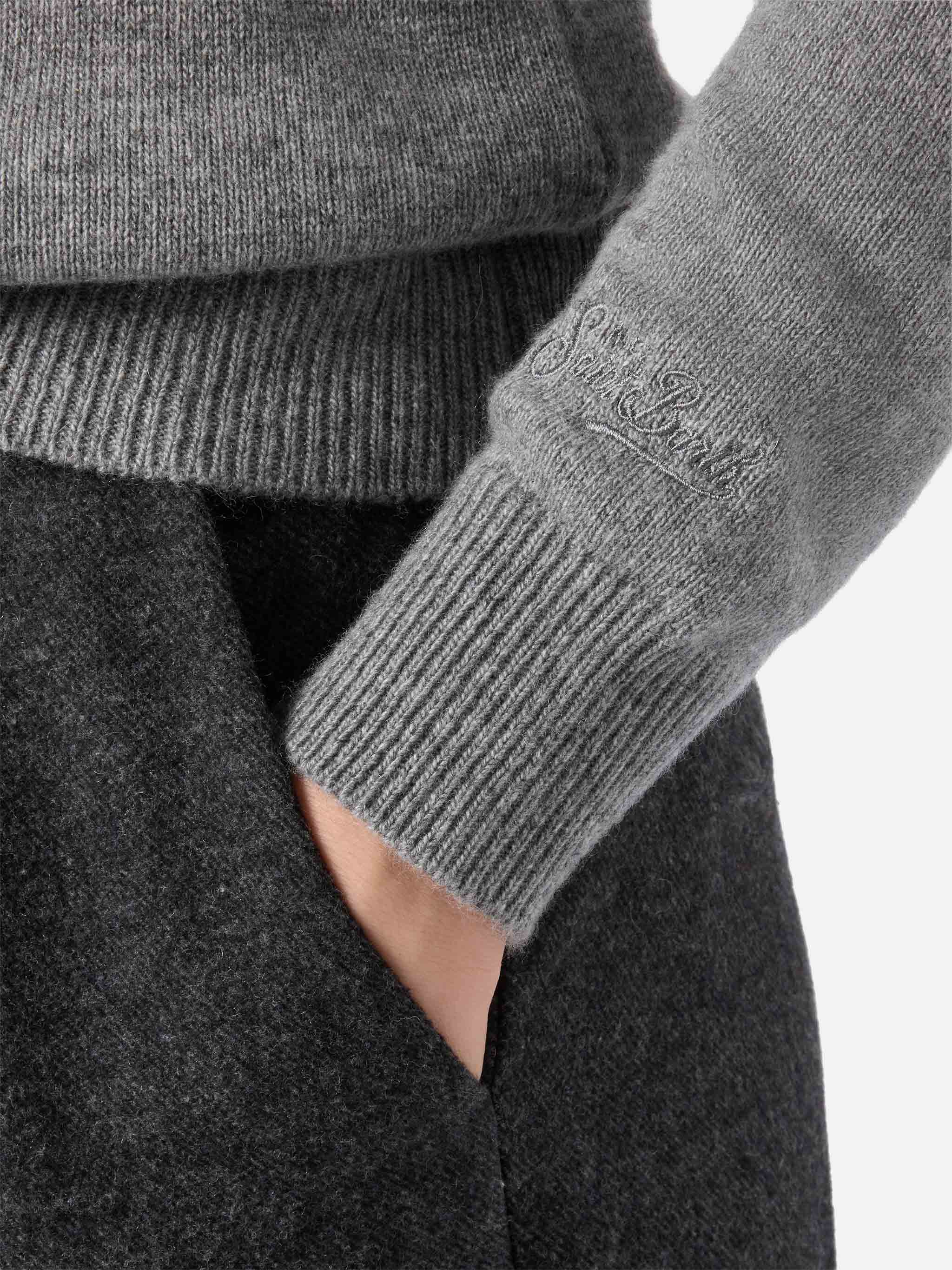 New Queen Cashmere-Blend Sweater Grey With Kissenefrega Lurex Jacquard Melange