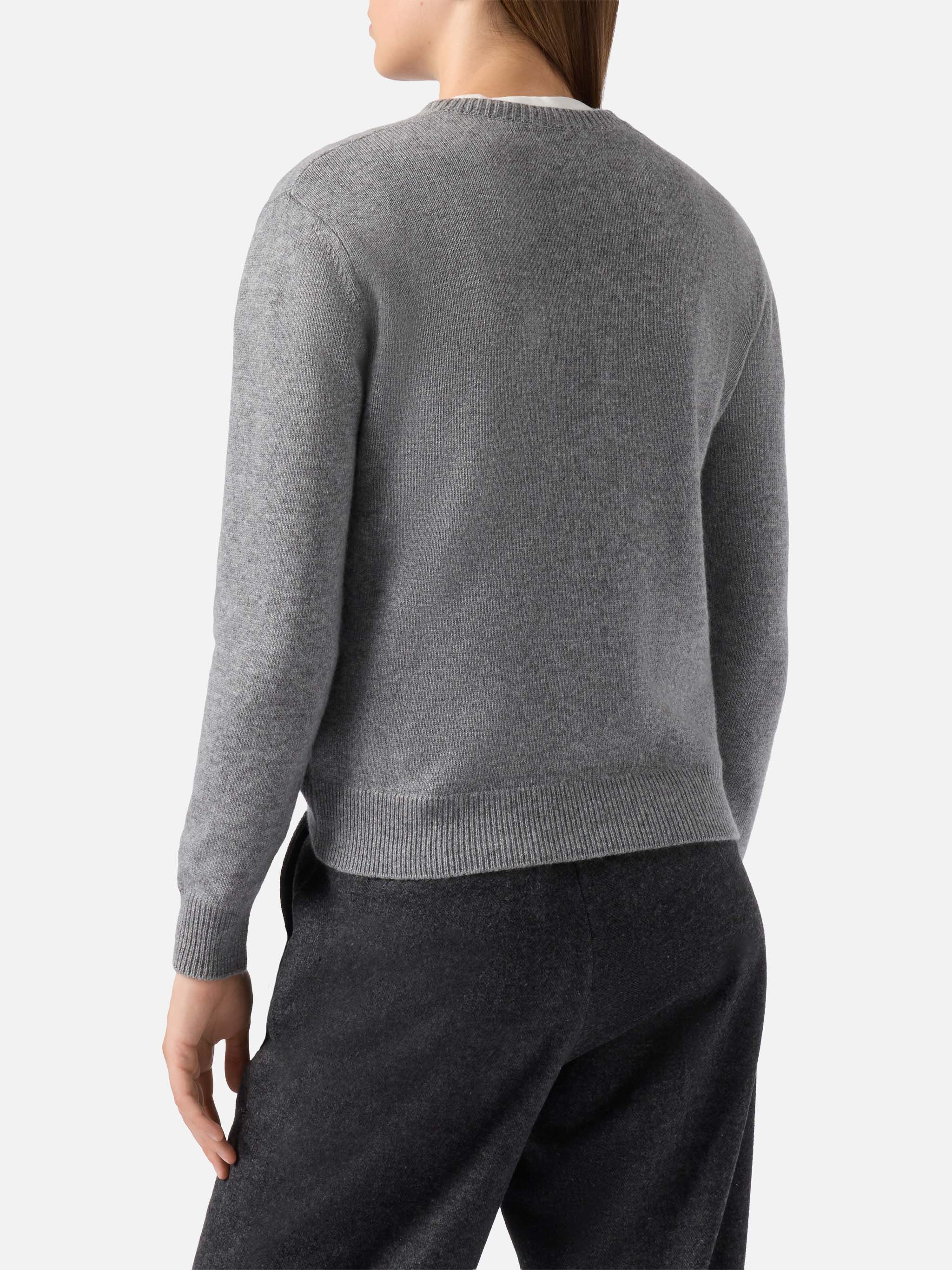 New Queen Cashmere-Blend Sweater Grey With Kissenefrega Lurex Jacquard Melange