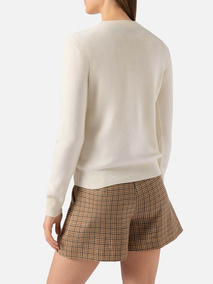 New Queen Cashmere-Blend Sweater White With Bollicine Addicted Lurex Jacquard