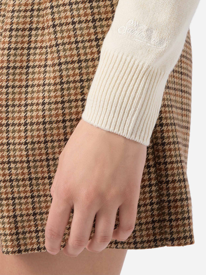 New Queen Cashmere-Blend Sweater White With Bollicine Addicted Lurex Jacquard