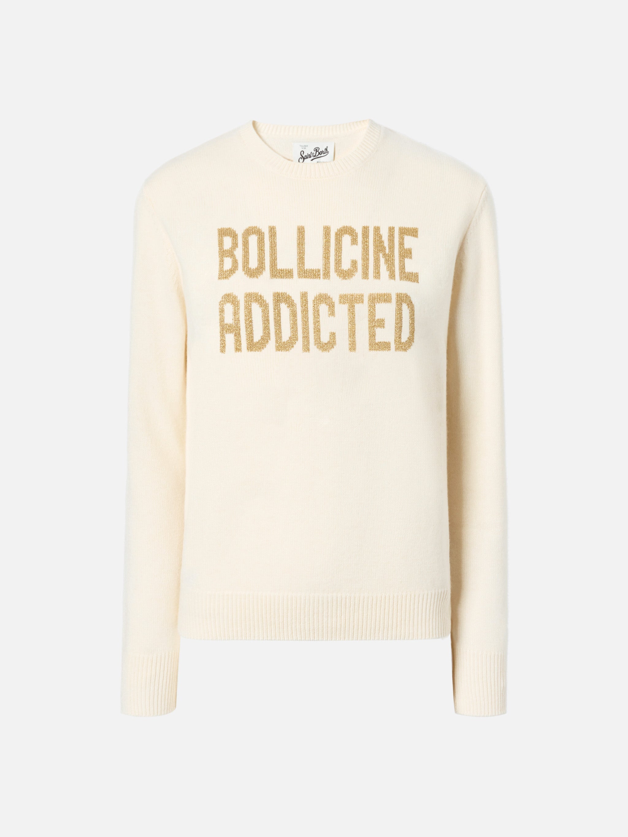 New Queen Cashmere-Blend Sweater White With Bollicine Addicted Lurex Jacquard