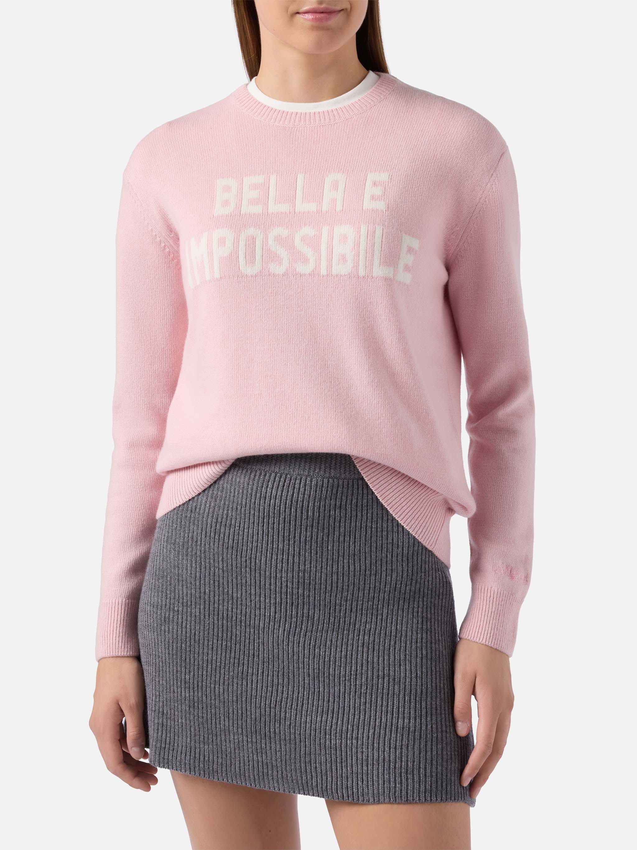 New Queen Cashmere-Blend Sweater Pink With Bella E Impossibile Jacquard