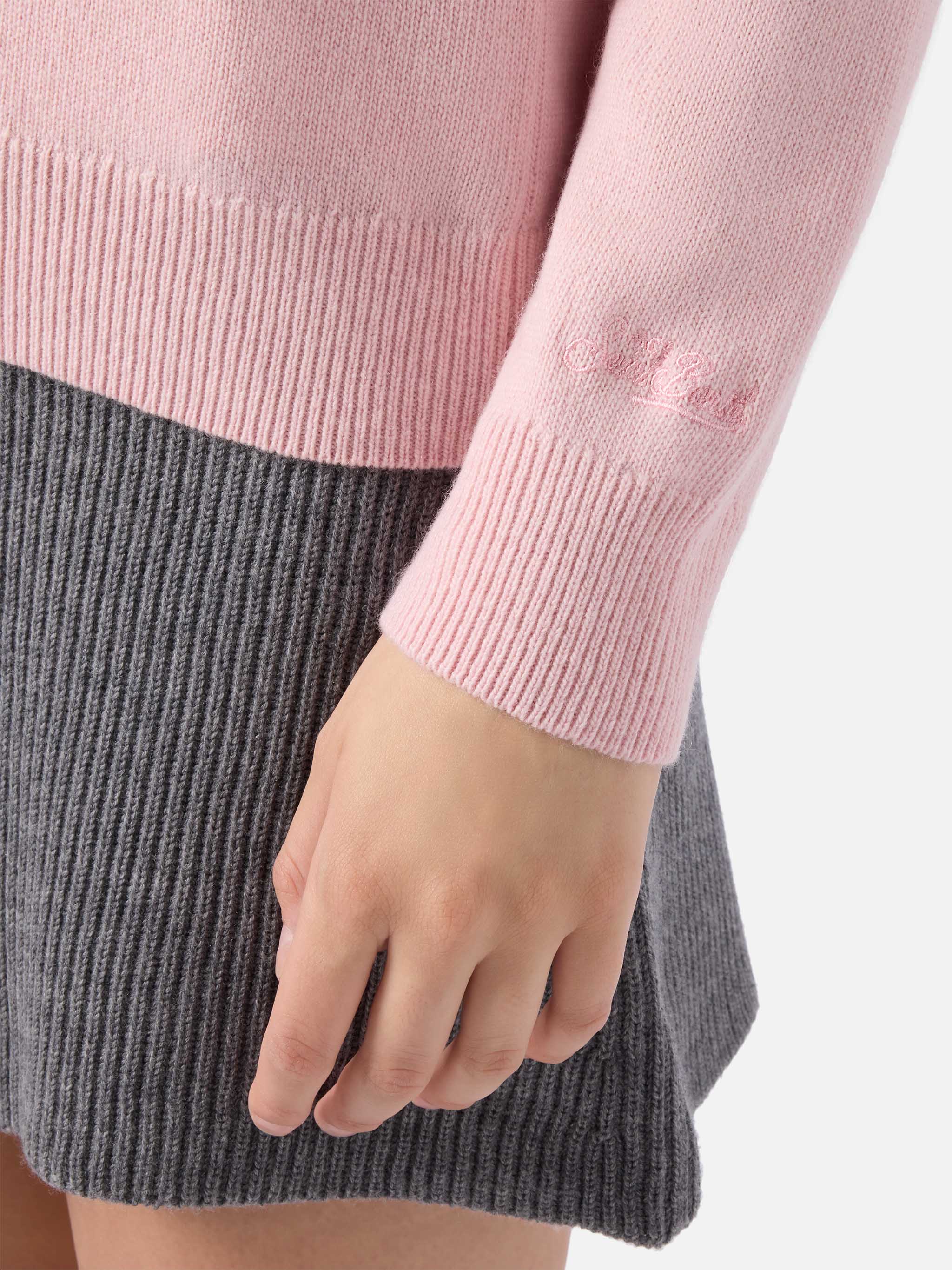 New Queen Cashmere-Blend Sweater Pink With Bella E Impossibile Jacquard
