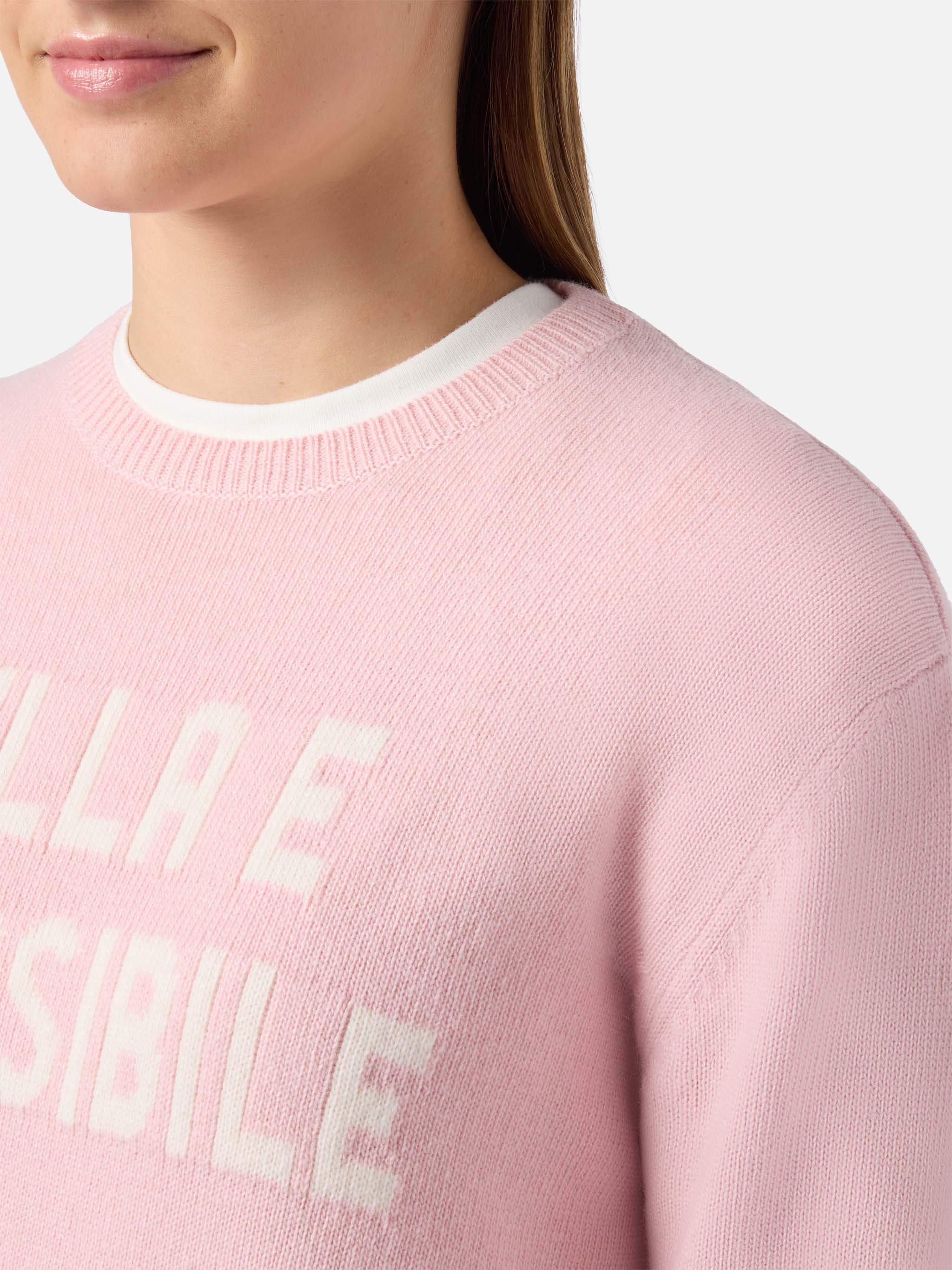 New Queen Cashmere-Blend Sweater Pink With Bella E Impossibile Jacquard