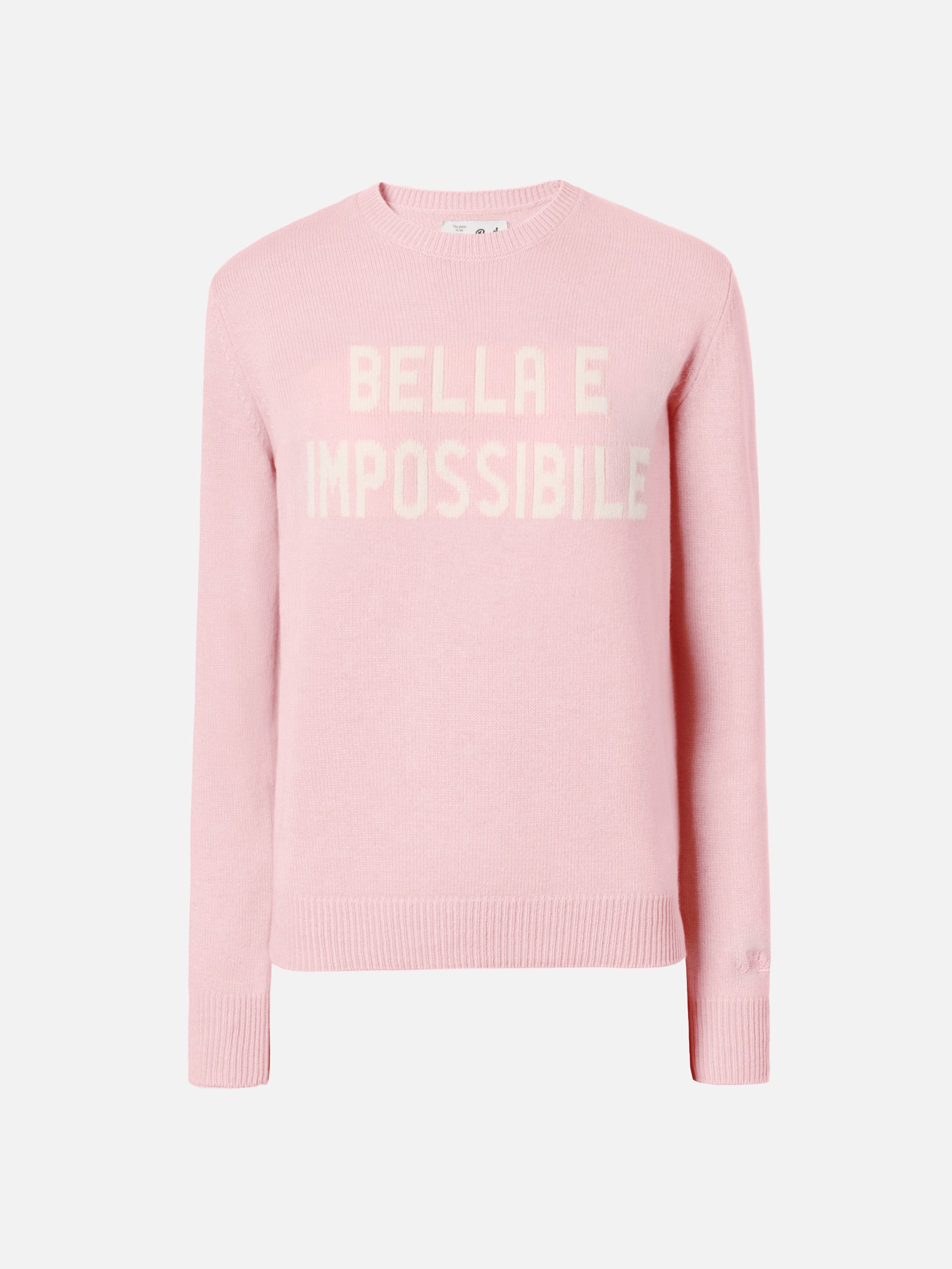 New Queen Cashmere-Blend Sweater Pink With Bella E Impossibile Jacquard