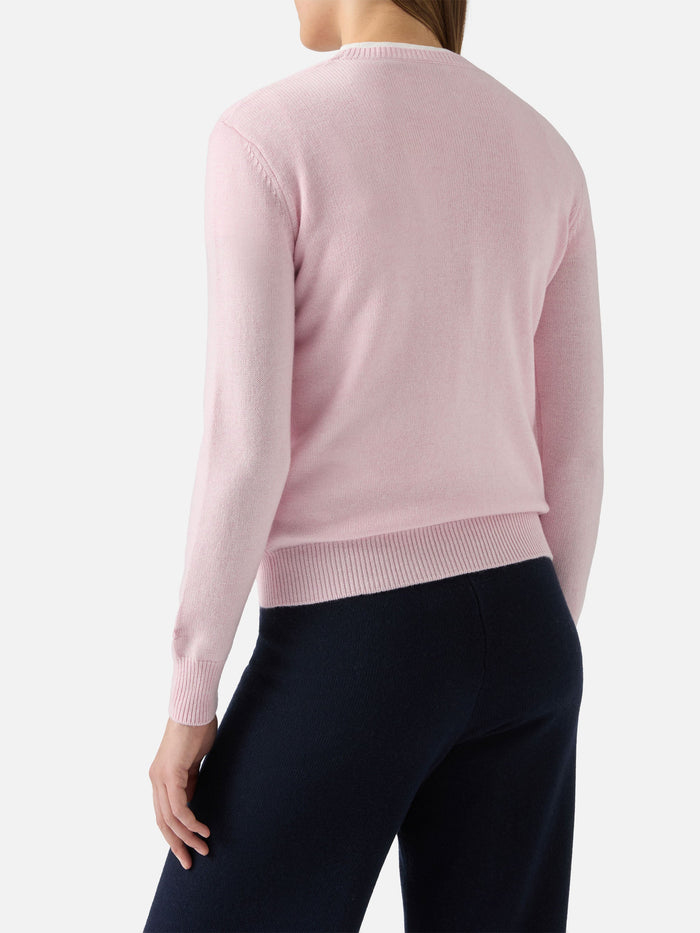 New Queen Crewneck White With Sono A Dieta (domani) Jacquard Pink