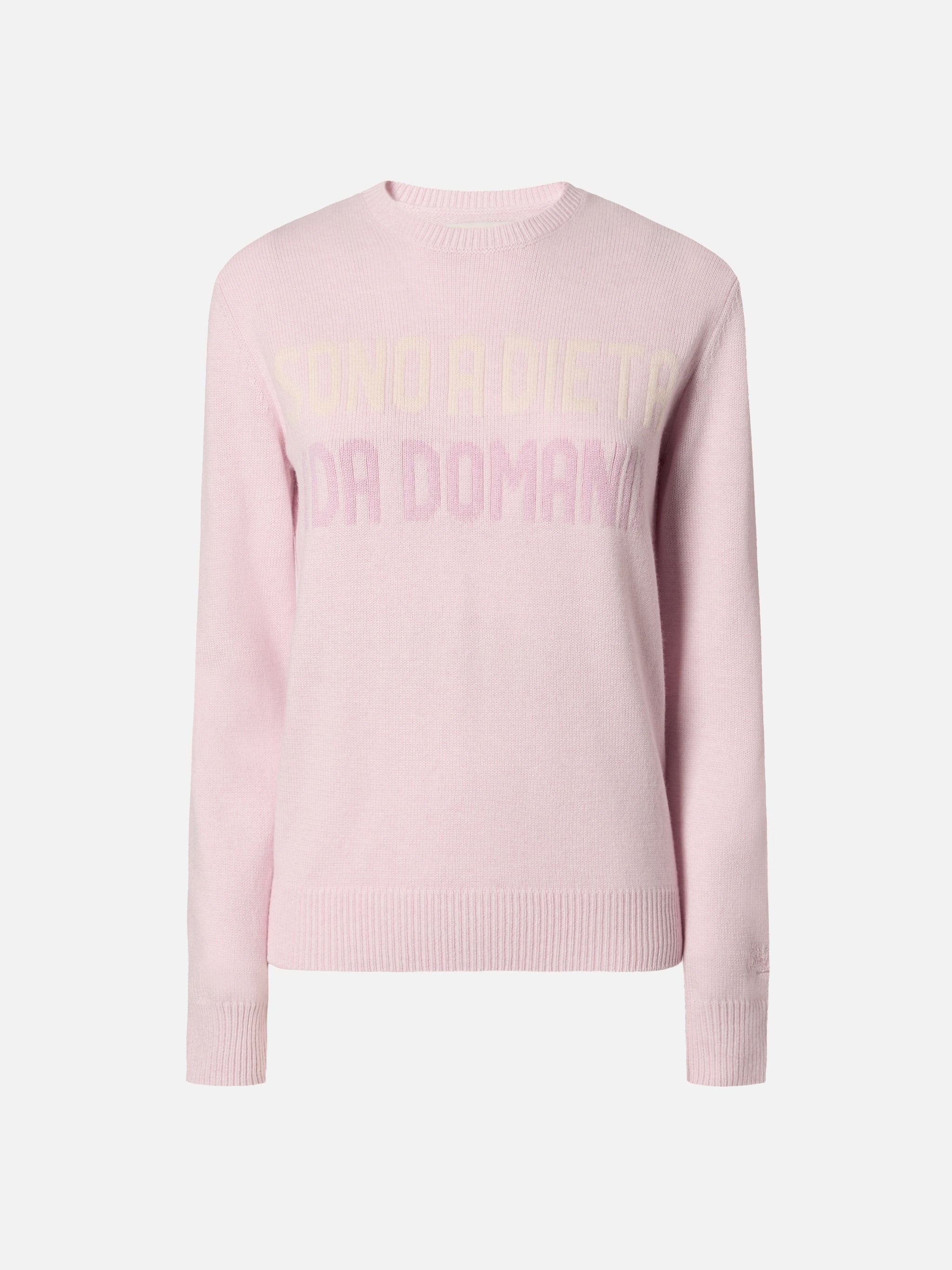 New Queen Crewneck White With Sono A Dieta (domani) Jacquard Pink