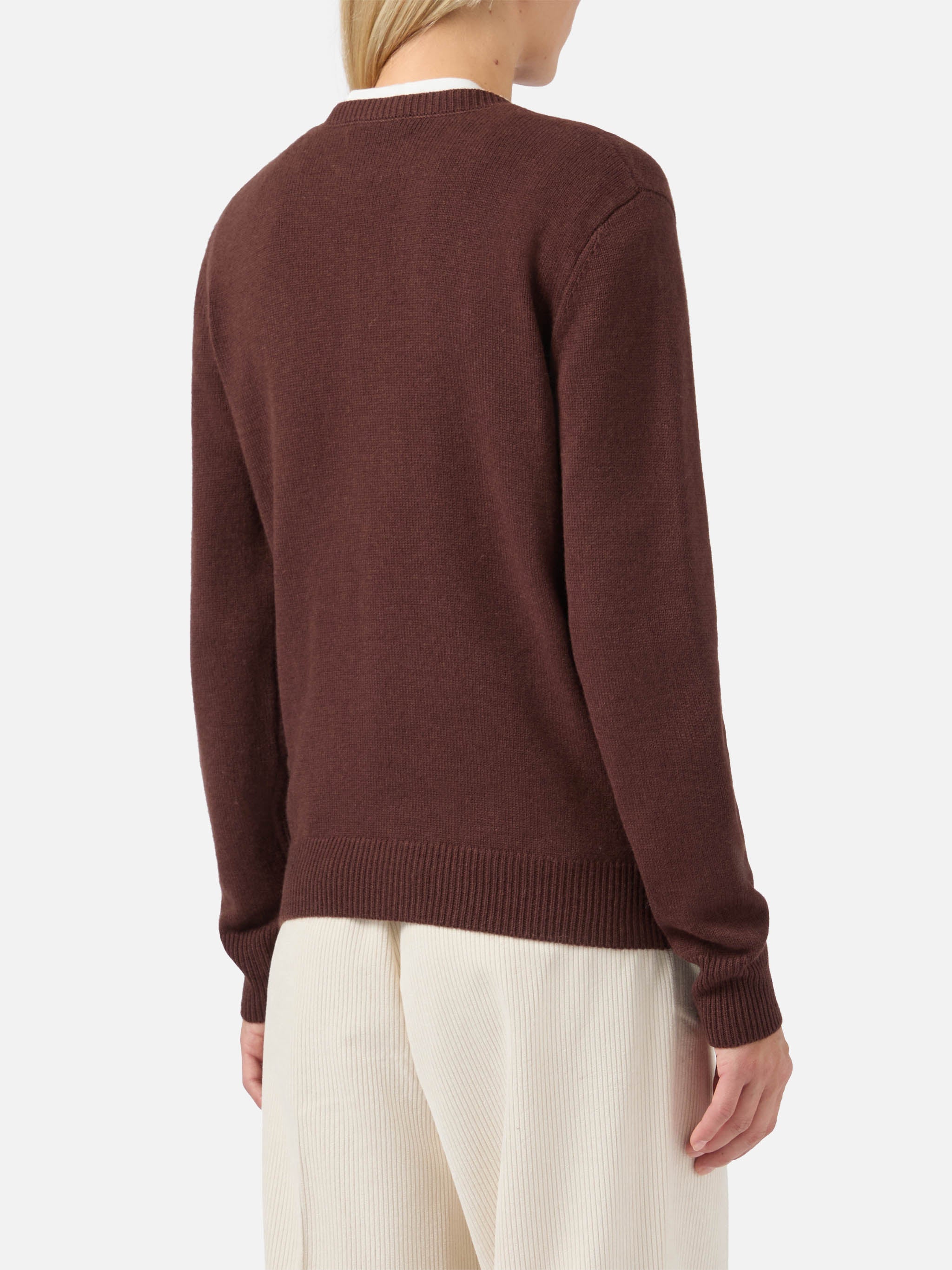 New Queen Cashmere-Blend Sweater Brown With Snoopy Jacquard And Embroidery | Peanuts Special Edition
