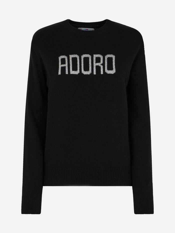 New Queen Black Alpaca Blend Sweater With Adoro Jacquard