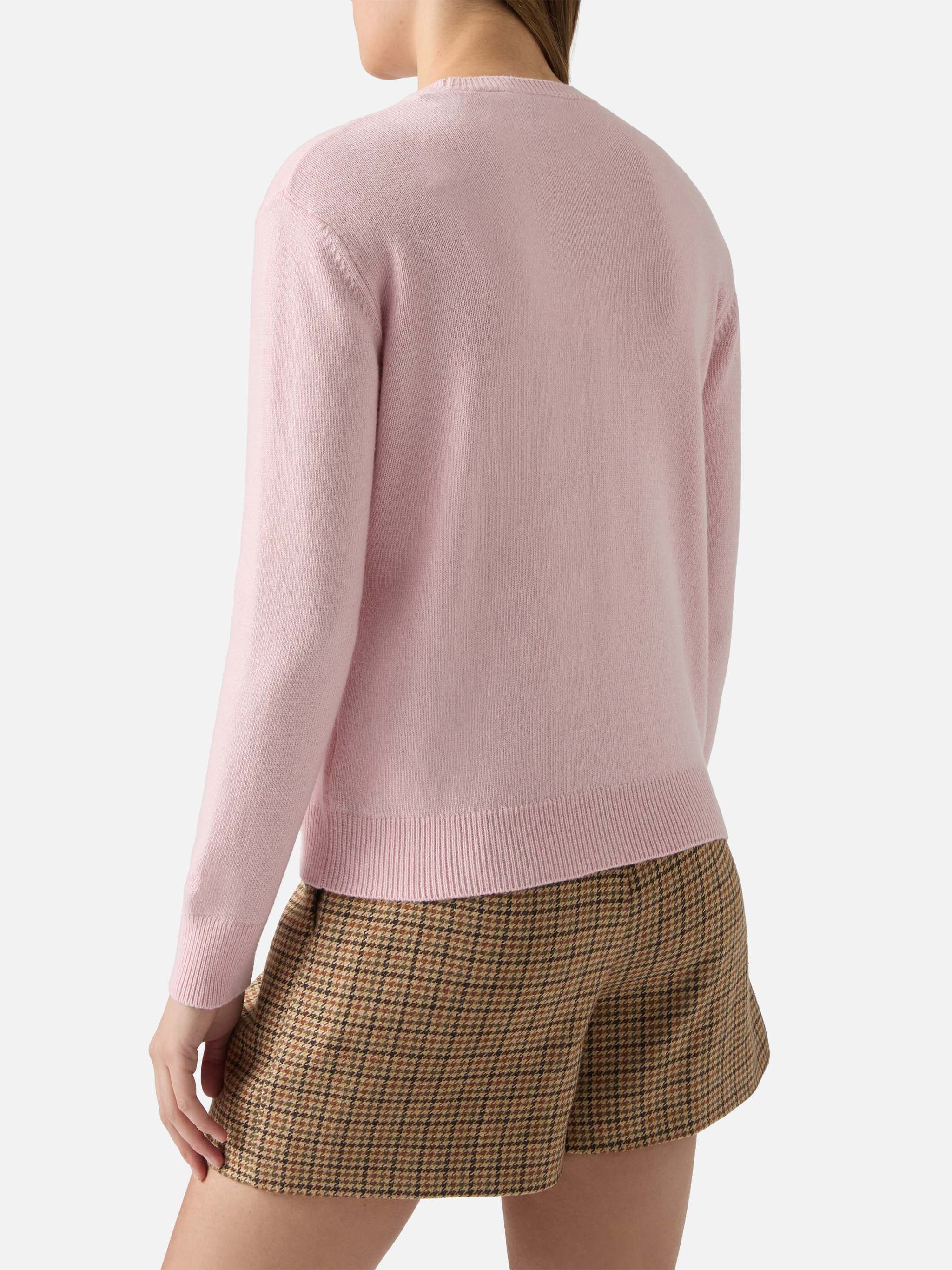 New Queen Crewneck White With Cortina Habituè Jacquard Pink