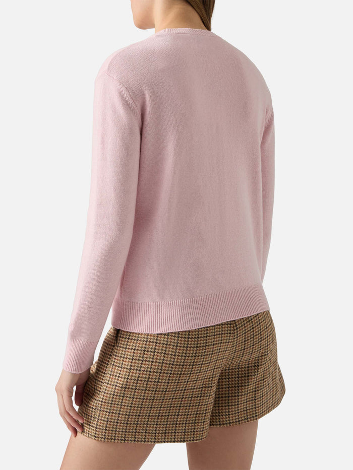 New Queen Crewneck White With Cortina Habituè Jacquard Pink