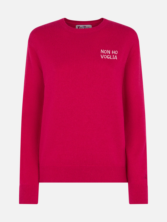 New Queen Burgundy Sweater With Non Ho Voglia Embroidery Pink