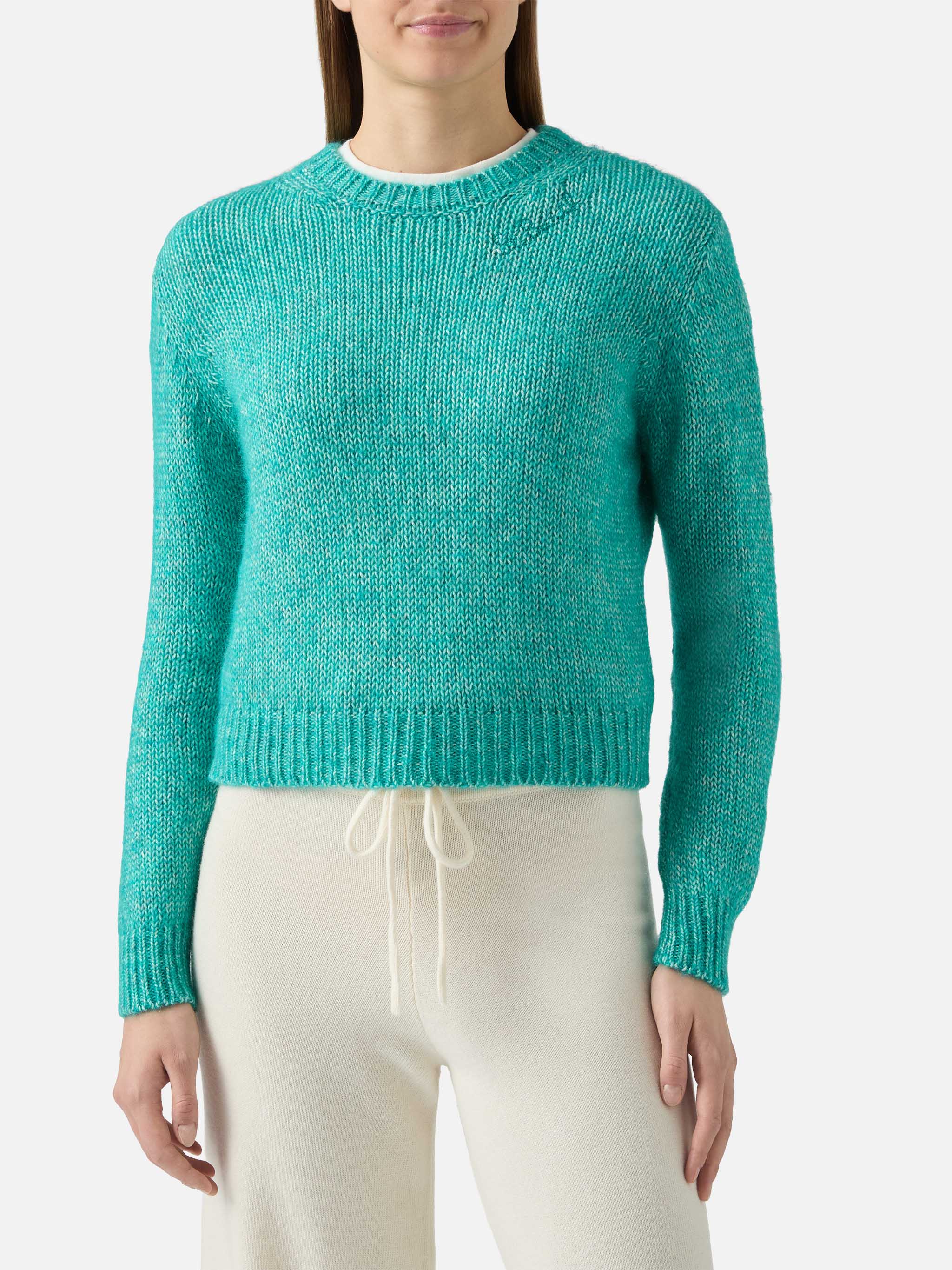 New Queen Crop Soft Crewneck With St. Barth Embroidery Green