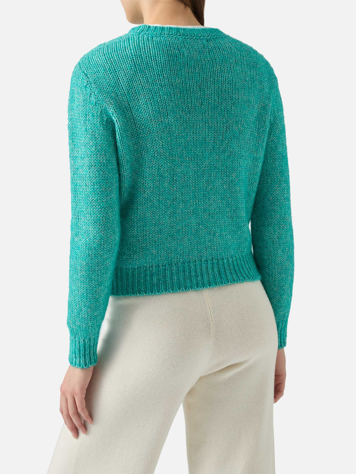 New Queen Crop Soft Crewneck With St. Barth Embroidery Green