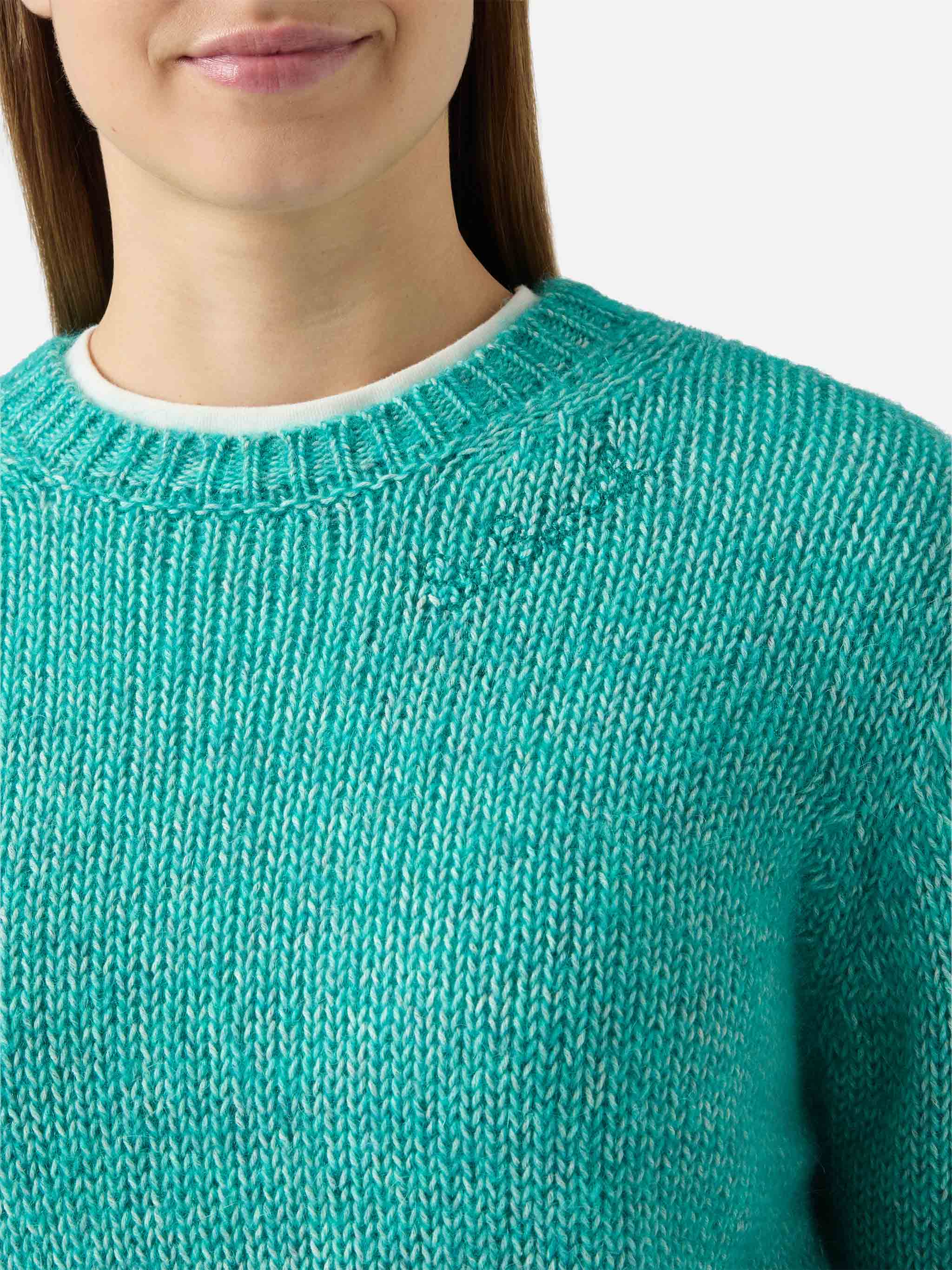 New Queen Crop Soft Crewneck With St. Barth Embroidery Green