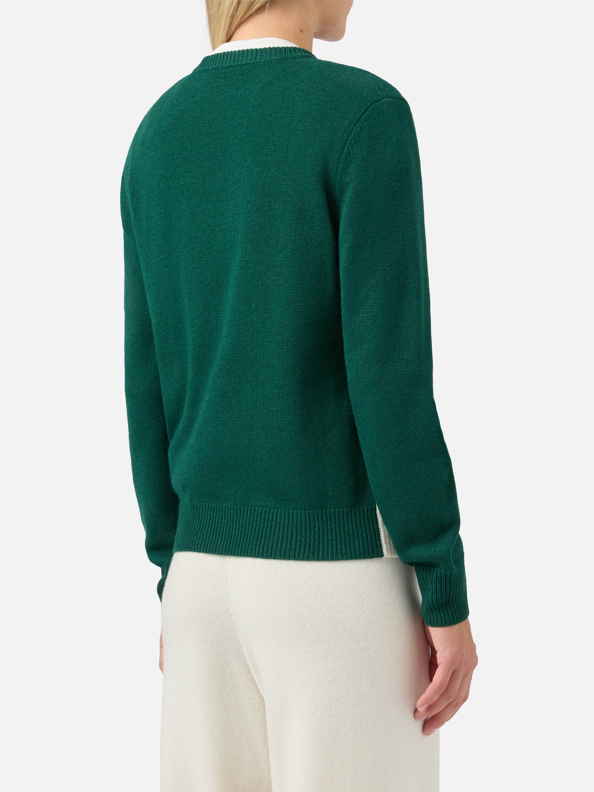 New Queen Cashmere-Blend Sweater Green With St. Moritz Postcard Jacquard | Special Edition
