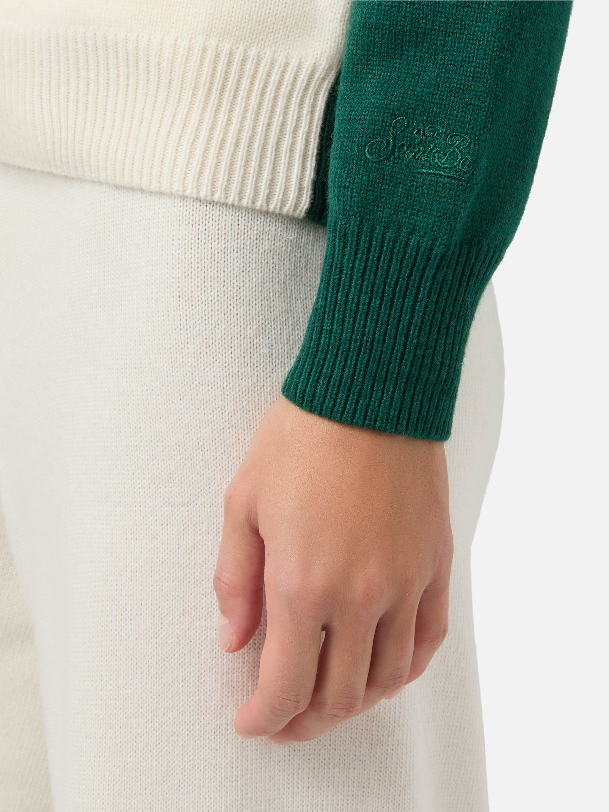 New Queen Cashmere-Blend Sweater Green With St. Moritz Postcard Jacquard | Special Edition