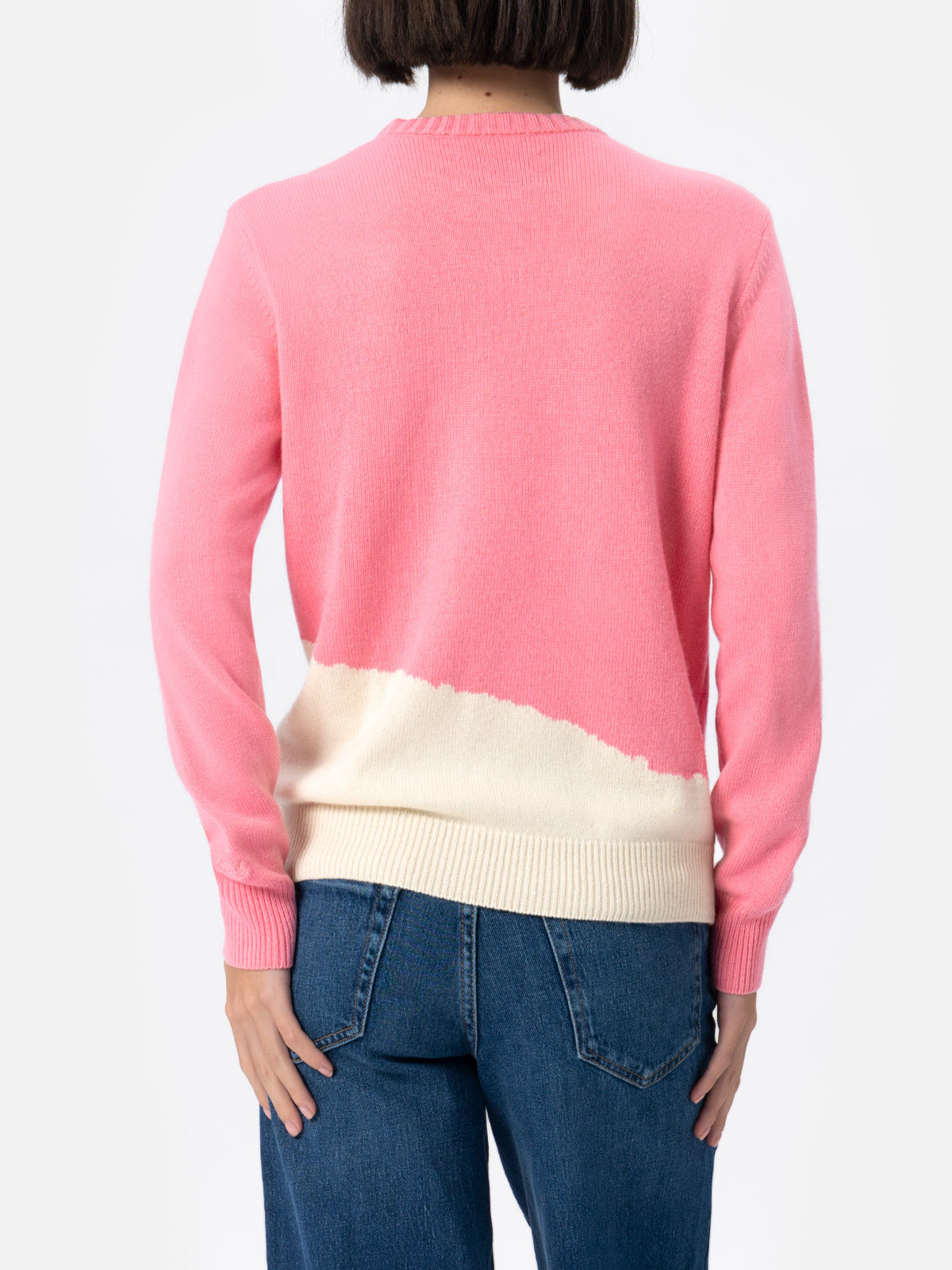 Maglia New Queen Misto Cashmere Con Jacquard Postcard Pink Knitwear
