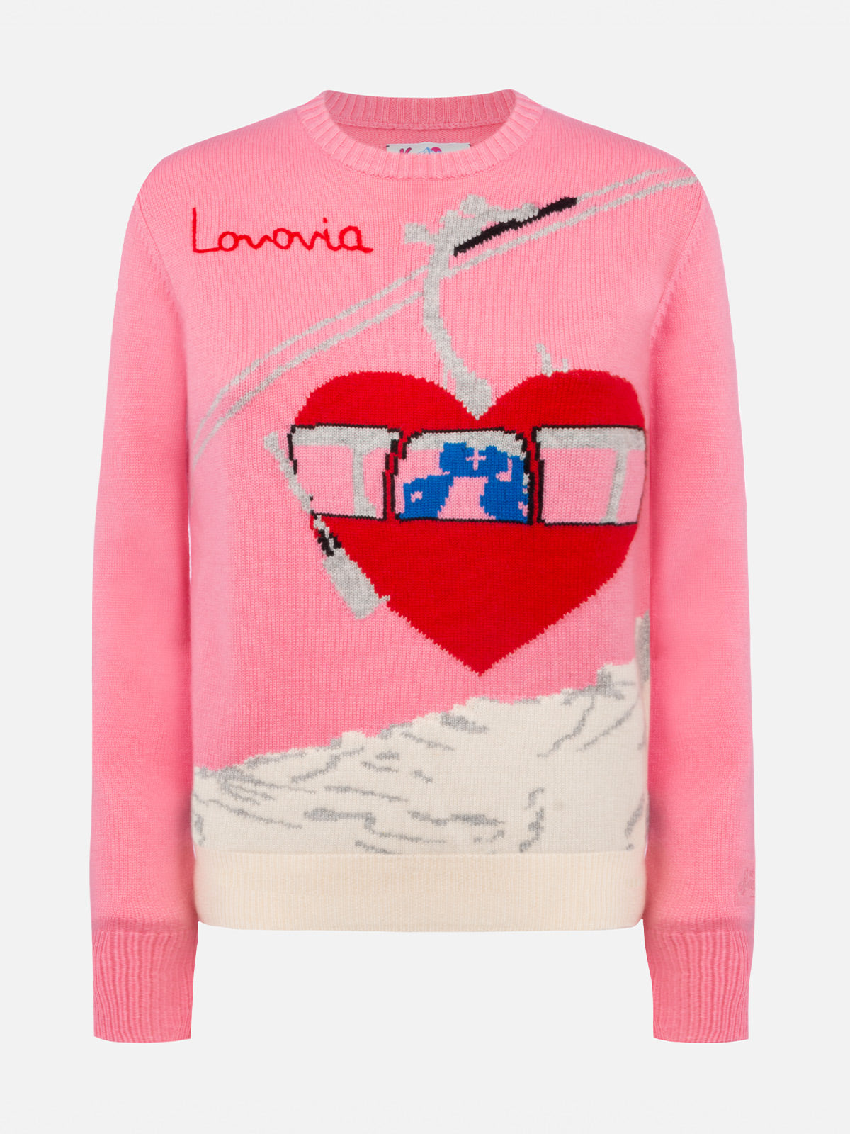 Maglia New Queen Misto Cashmere Con Jacquard Postcard Pink Knitwear