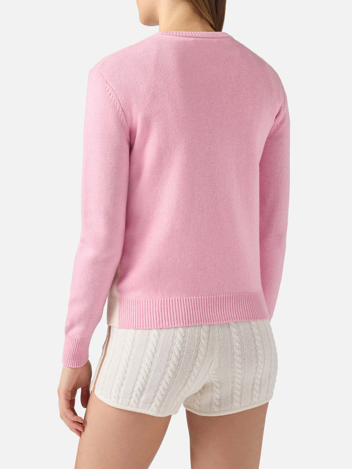 New Queen Cashmere-Blend Sweater Pink With St. Moritz Postcard Jacquard | Special Edition
