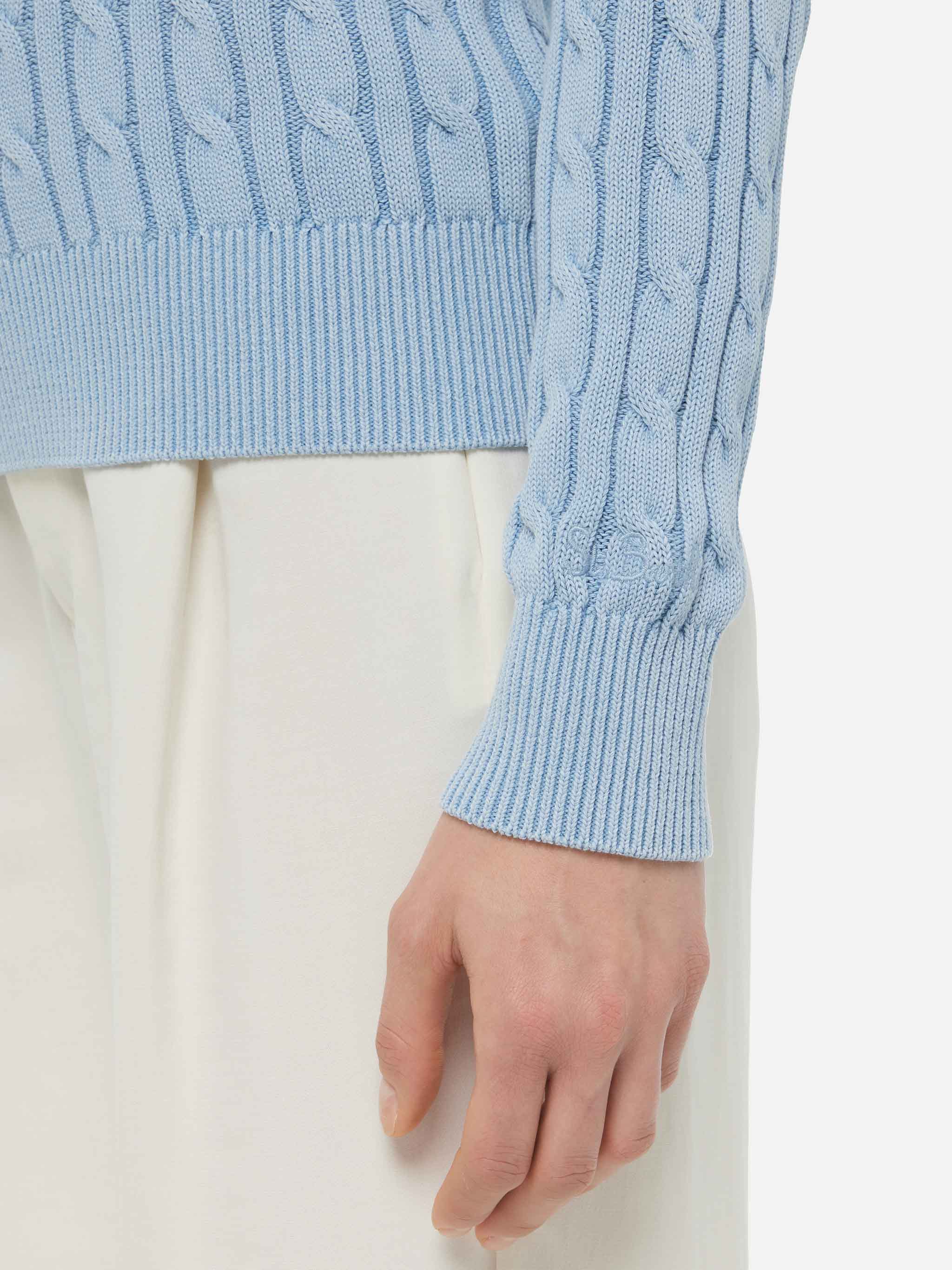 Light Blue Cotton Cable Knit Sweater New Queen