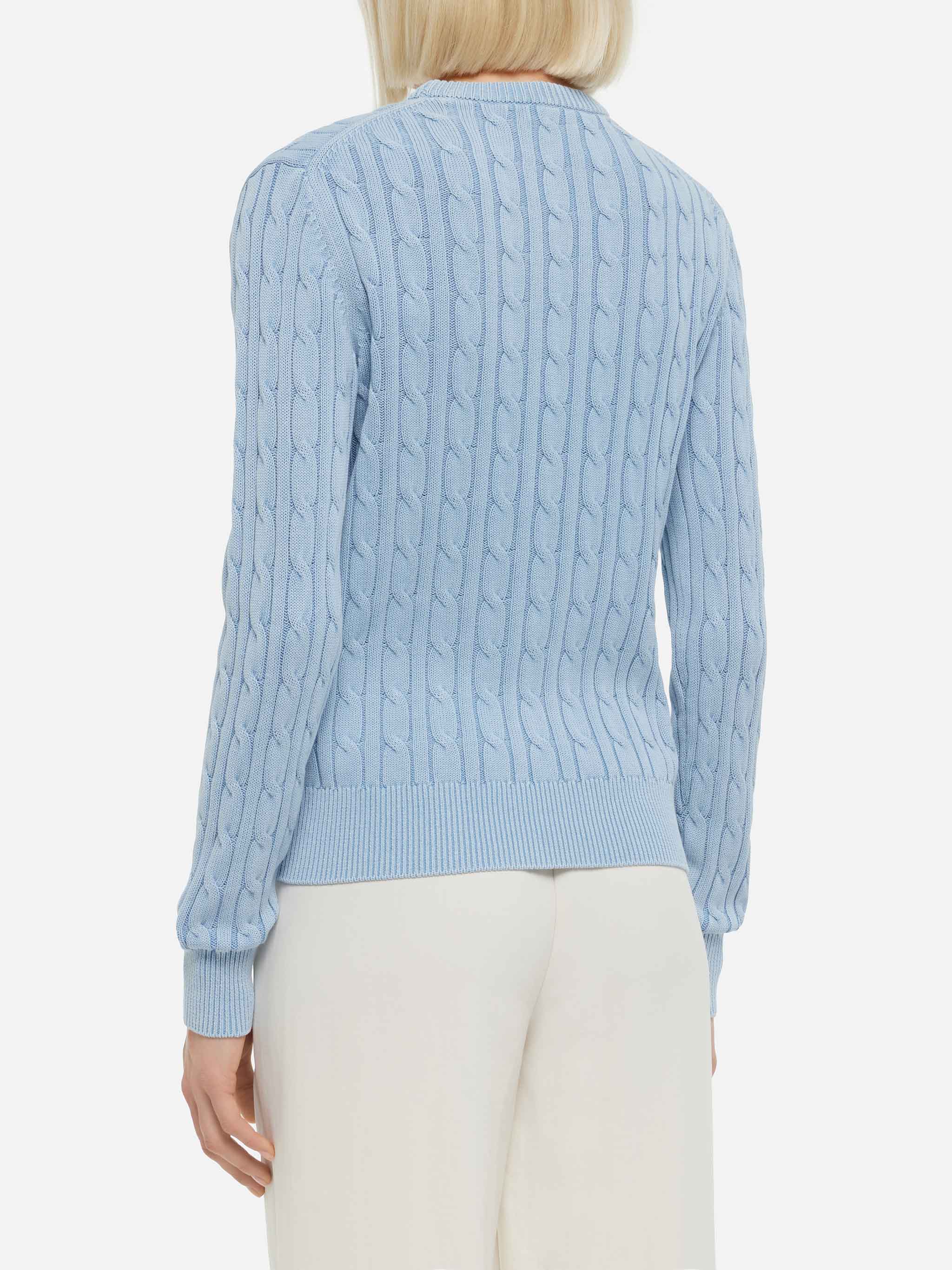 Light Blue Cotton Cable Knit Sweater New Queen