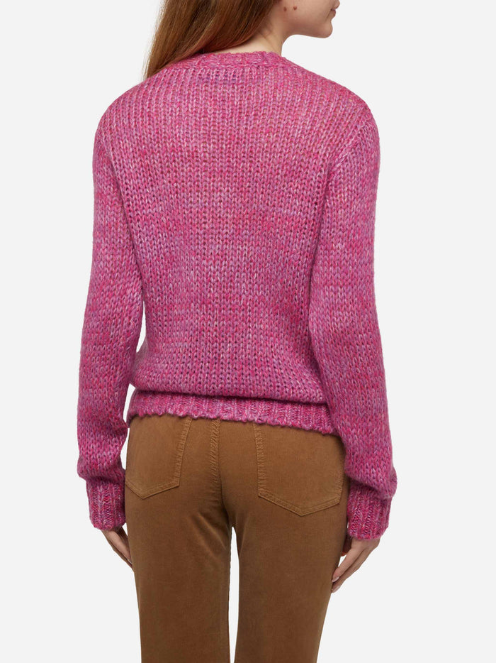 New Queen Soft Purple Alpaca Blend Sweater With Cold Out Hot Embroidery Pink