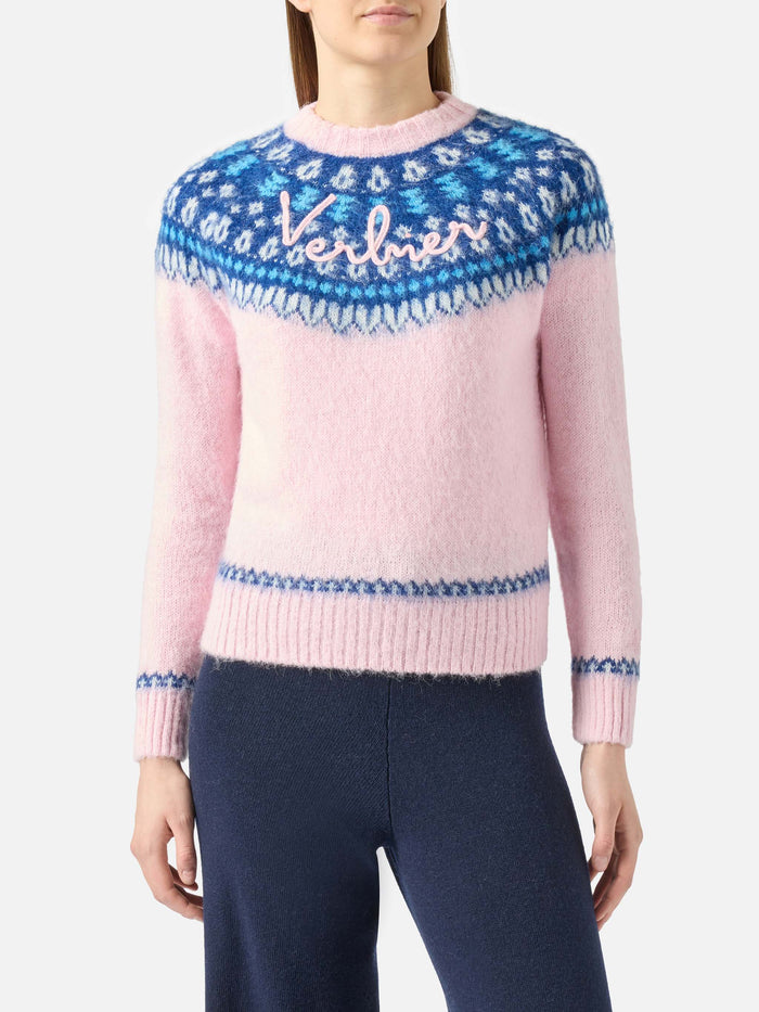 Pink New Queen Nordic Soft Sweater With Jacquard Pattern