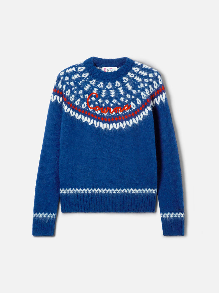 Blue New Queen Nordic Soft Jacquard Sweater