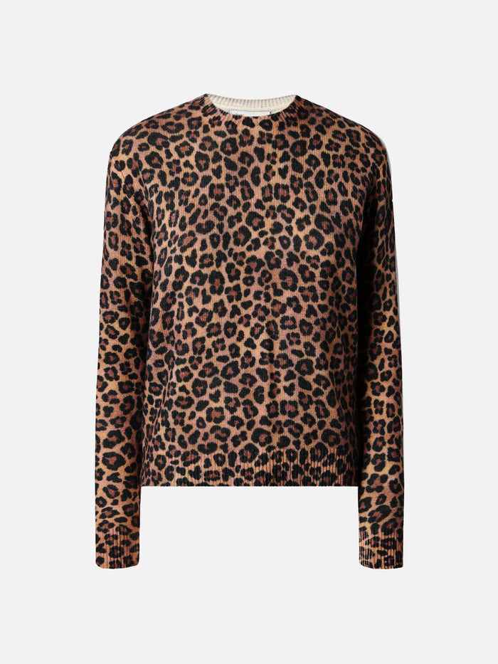 New Queen Crewneck With Animalier Print Brown