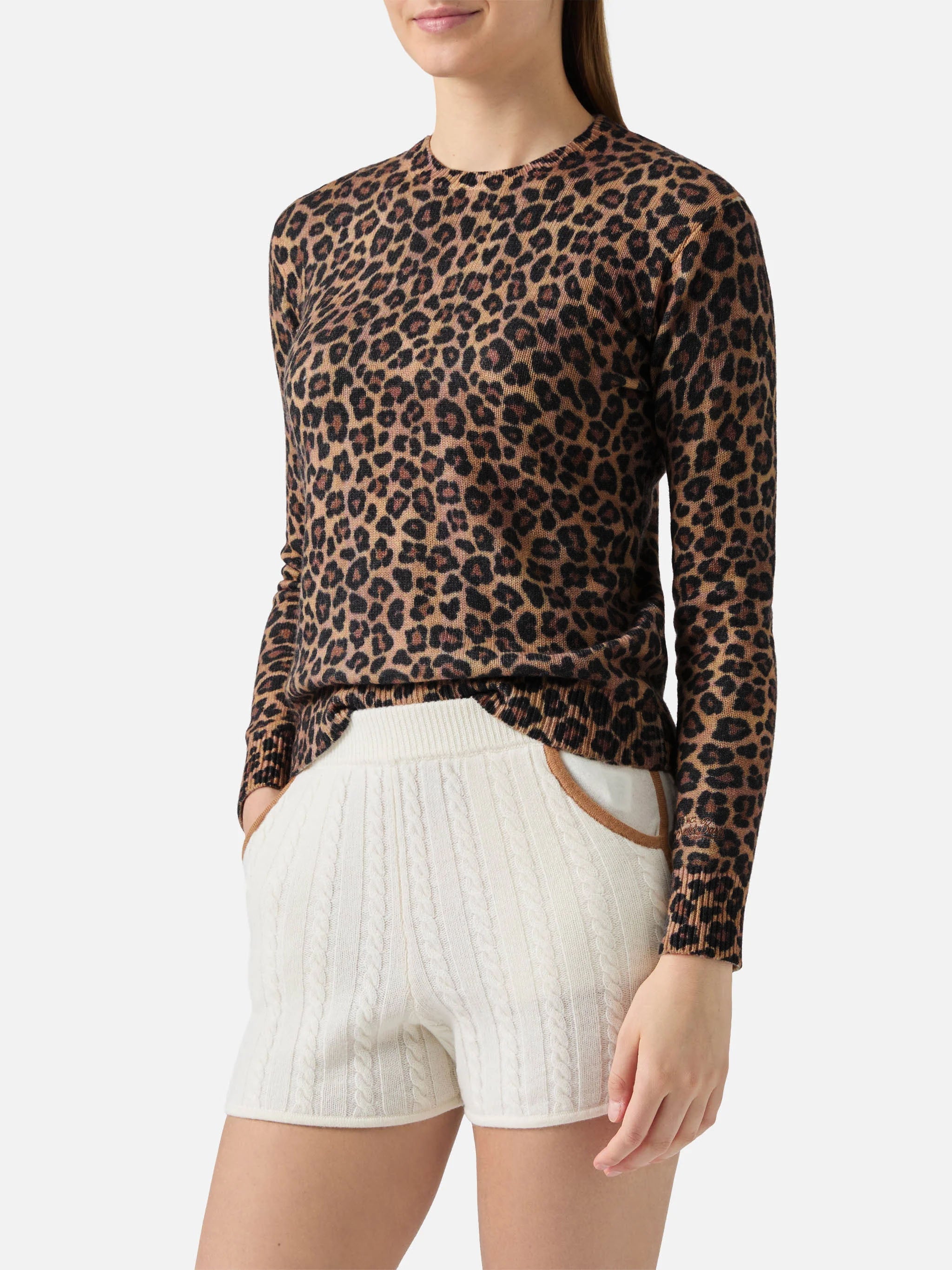 New Queen Crewneck With Animalier Print Brown