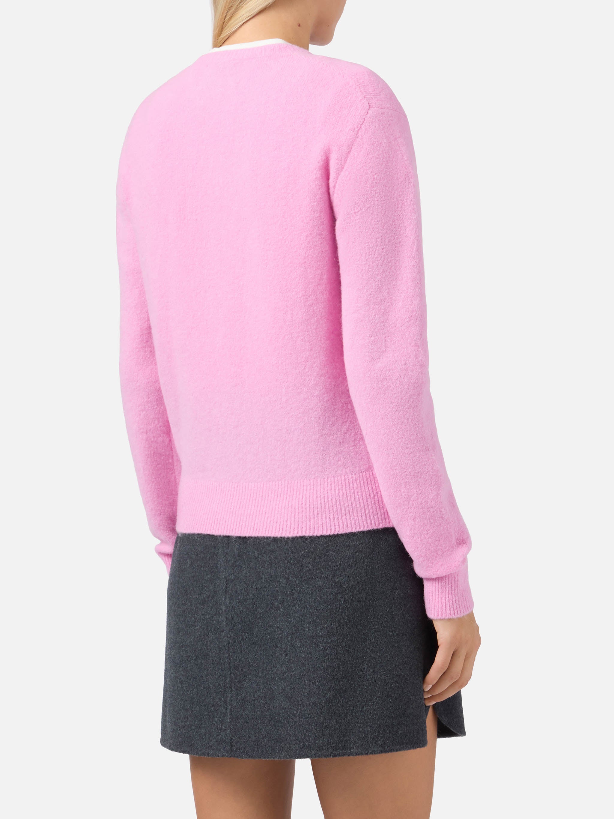 New Queen Stretch Sweater Merino-Wool And Alpaca Blend Pink With Best Mum Jacquard