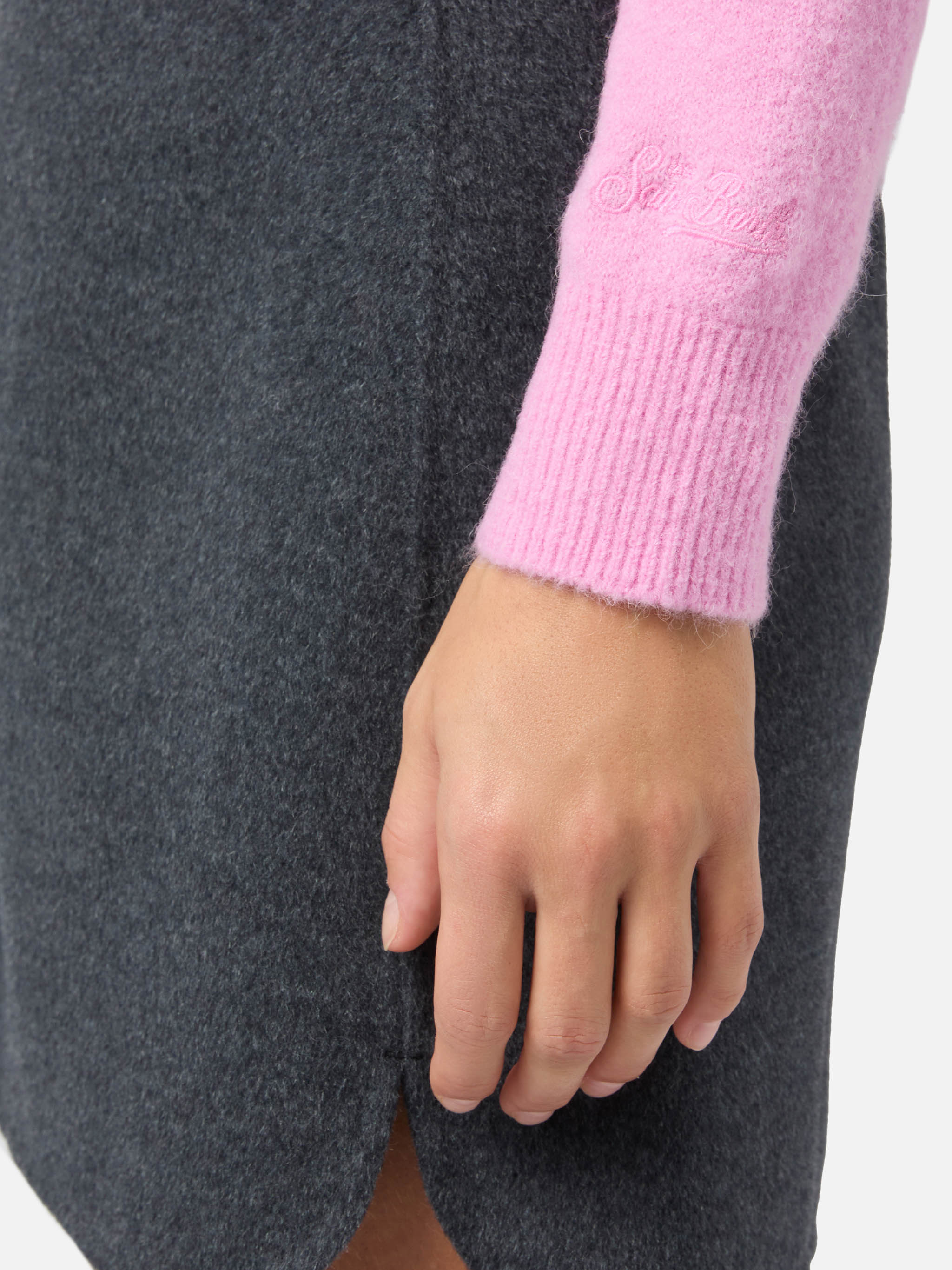 New Queen Stretch Sweater Merino-Wool And Alpaca Blend Pink With Best Mum Jacquard