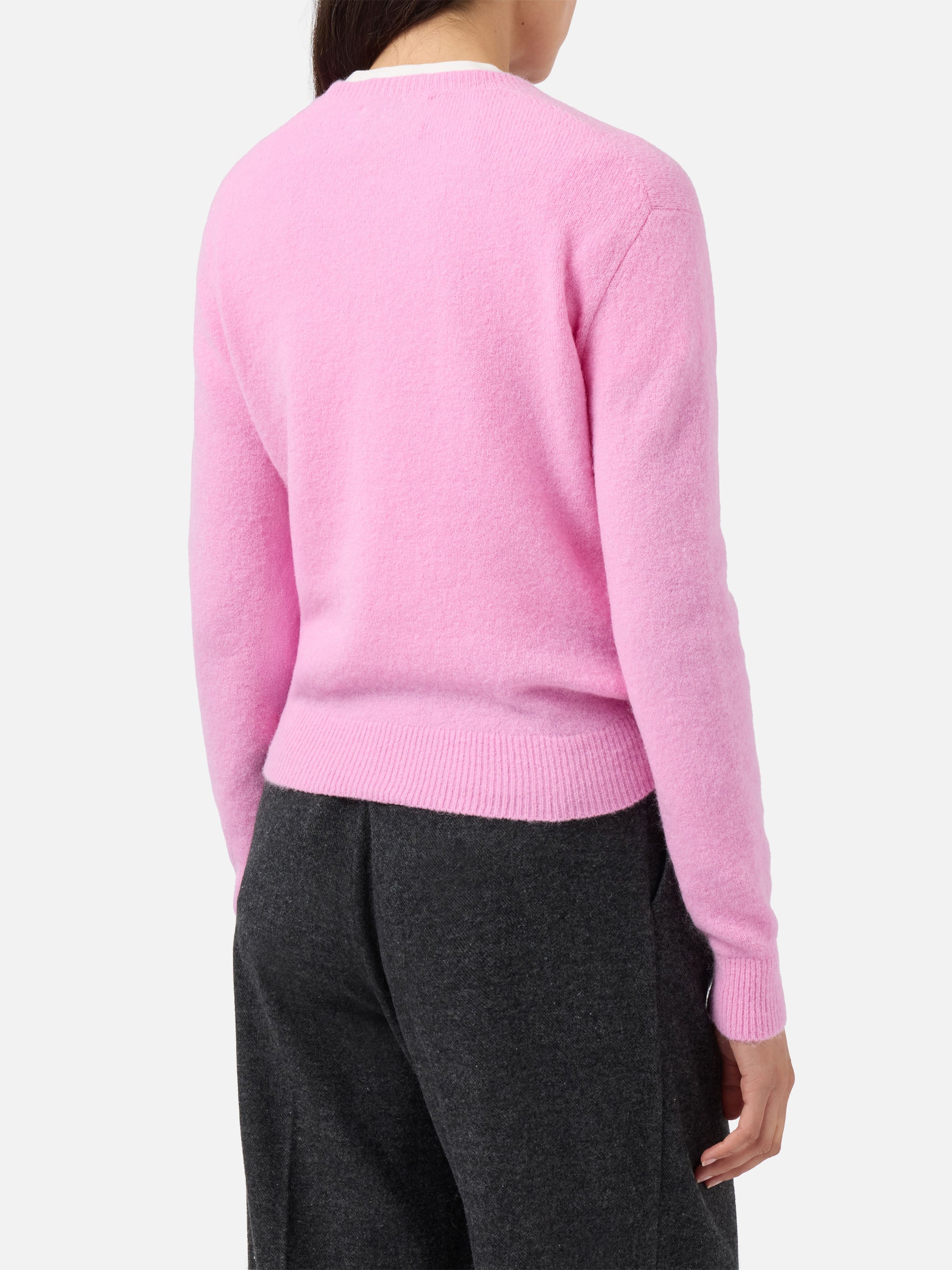 New Queen Stretch Sweater Merino-Wool And Alpaca Blend Pink With Non Smetto Di Sp(l)endere Embroidery