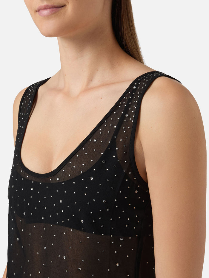 Short Raya Dress Black With Degradé-Effect Rhinestones Grey