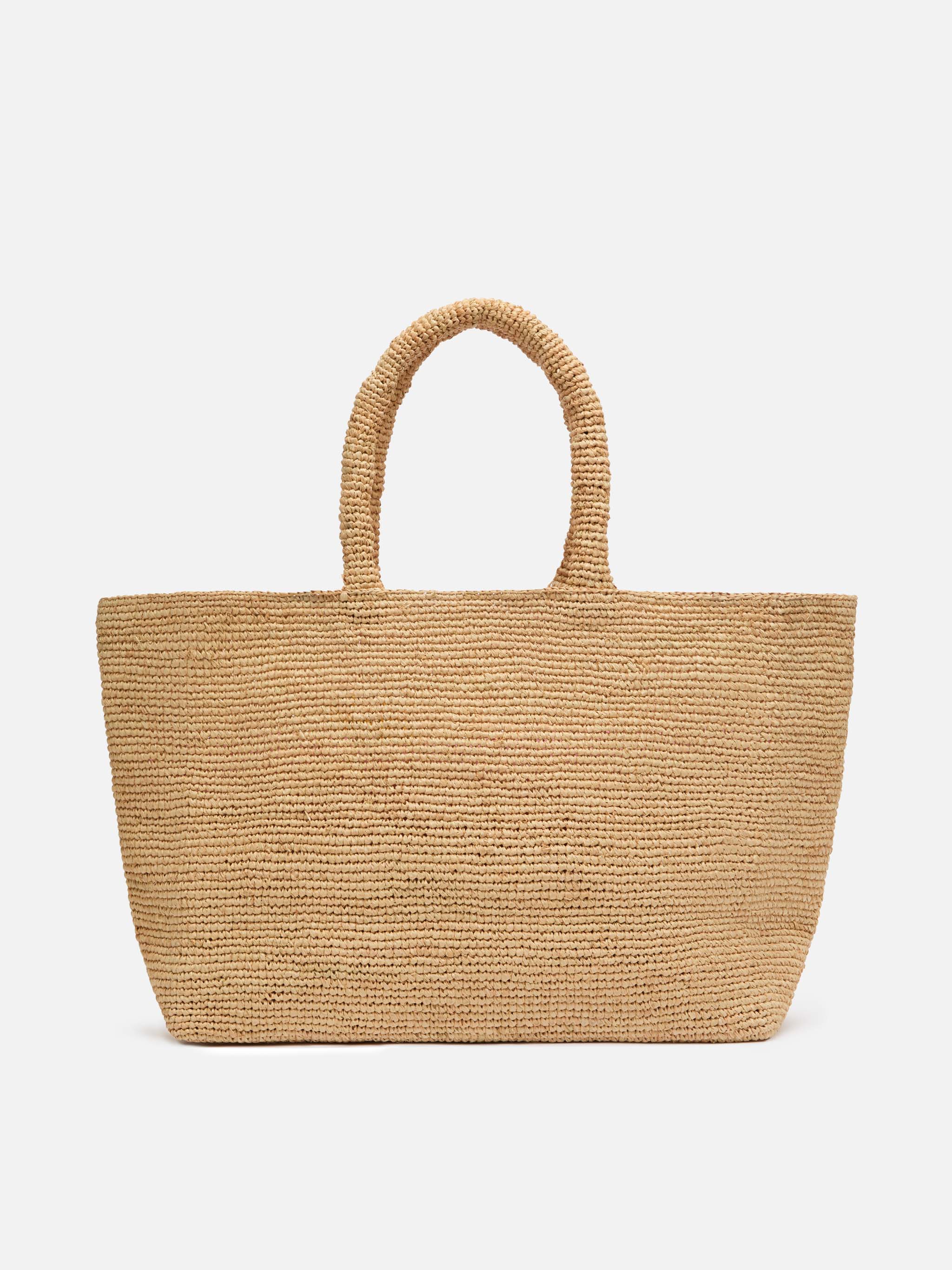 Beige Raffia Beach Bag With Cotton Pouch And Ibiza Embroidery __single__