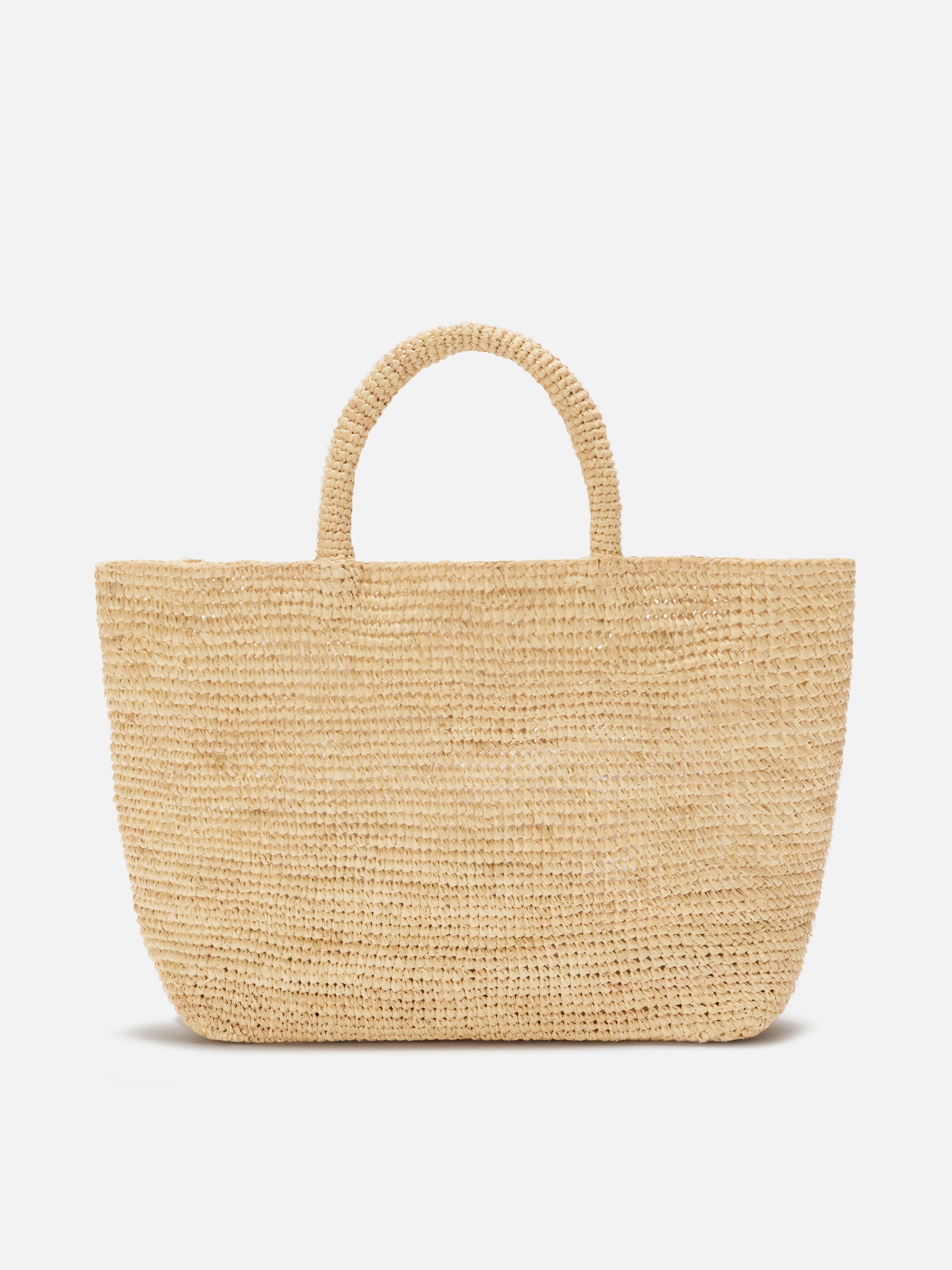 Medium Beach Raffia Bag With Embroidered Logo Brown