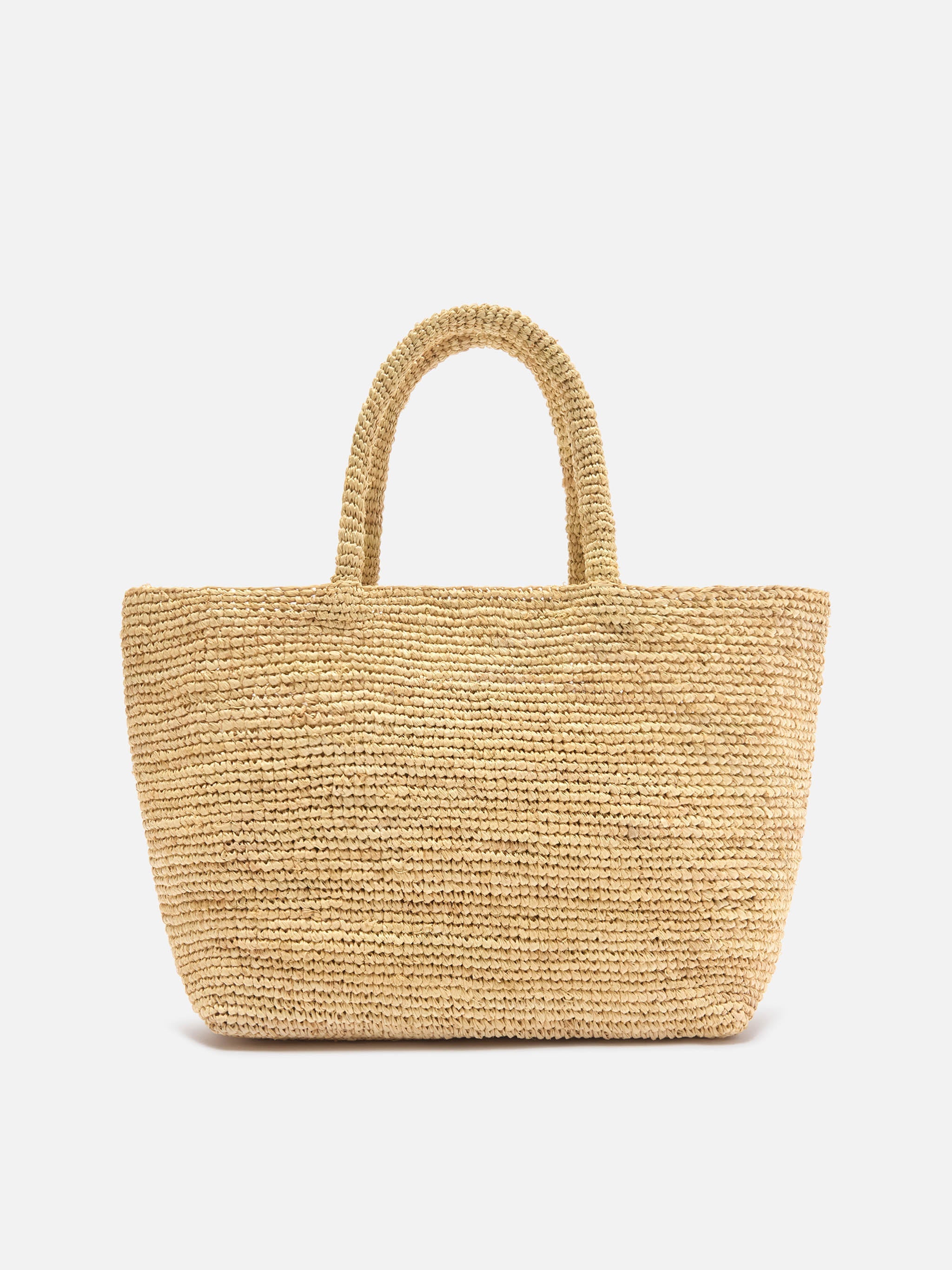 Beach Medium Raffia Bag With Contrasting Embroidered Logo Brown