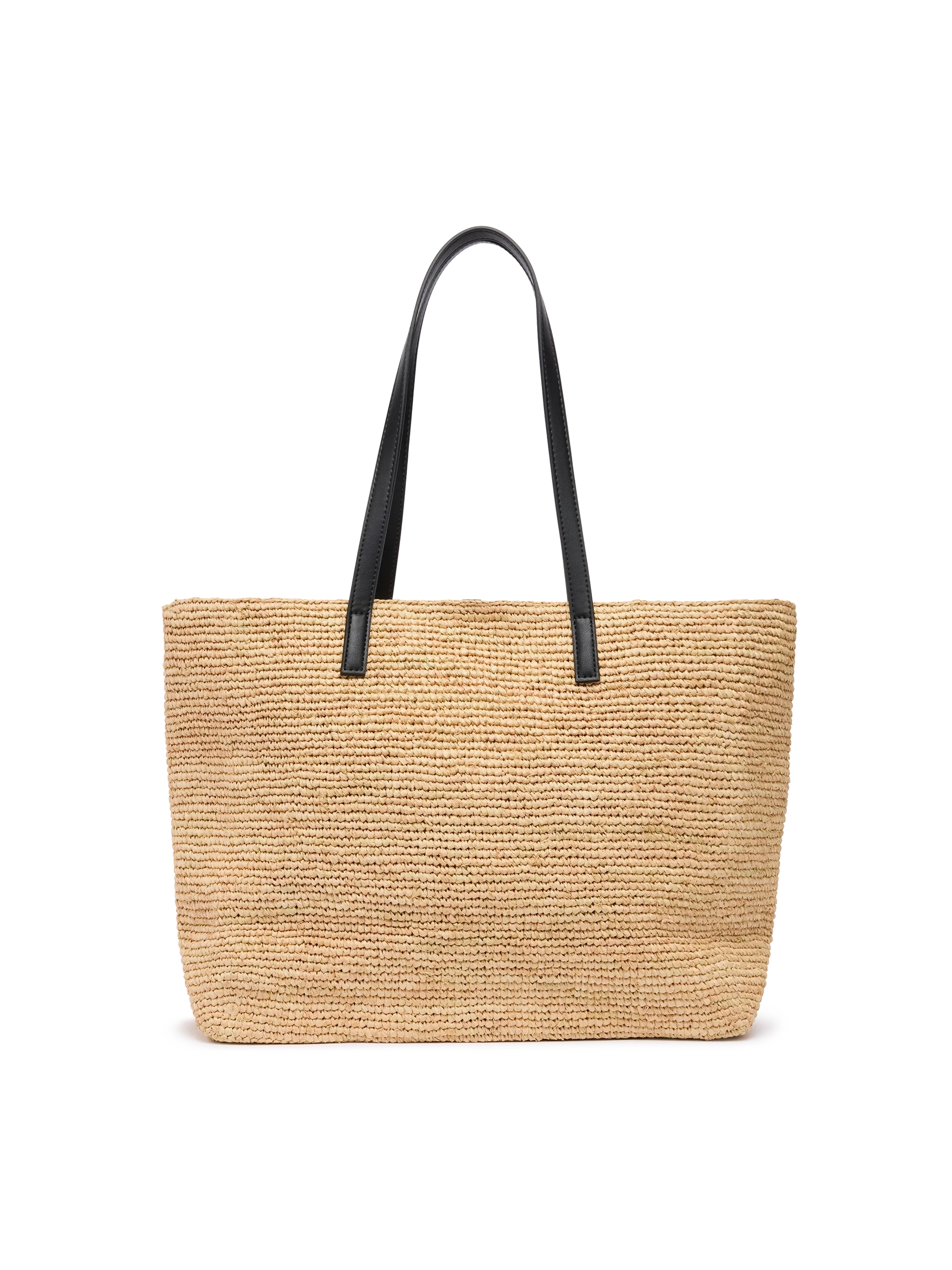 Beige Raffia City Bag With Saint Barth Embroidered Logo