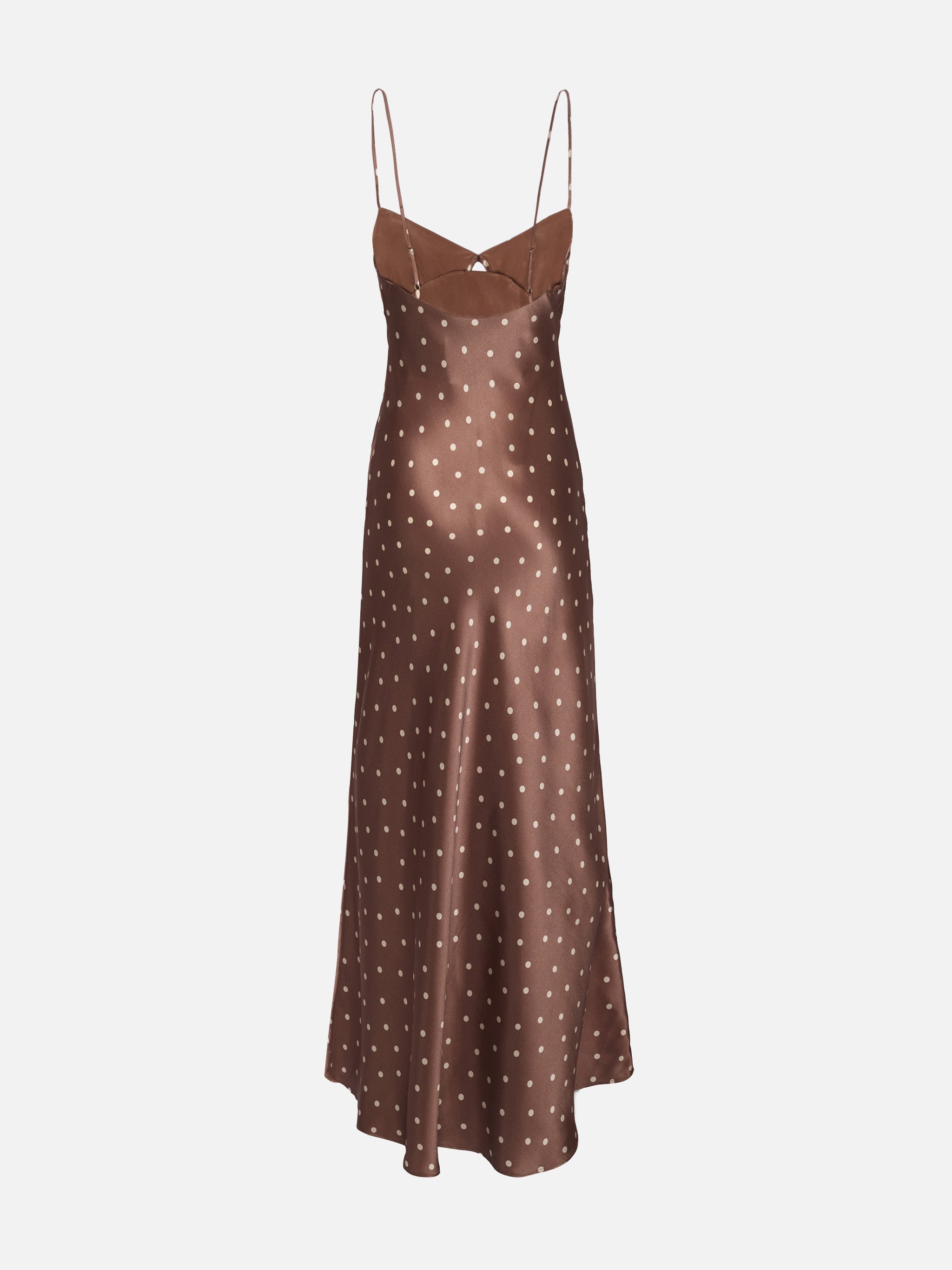 Ravel Pure Silk Slim Dress With Polka Dots Print Brown