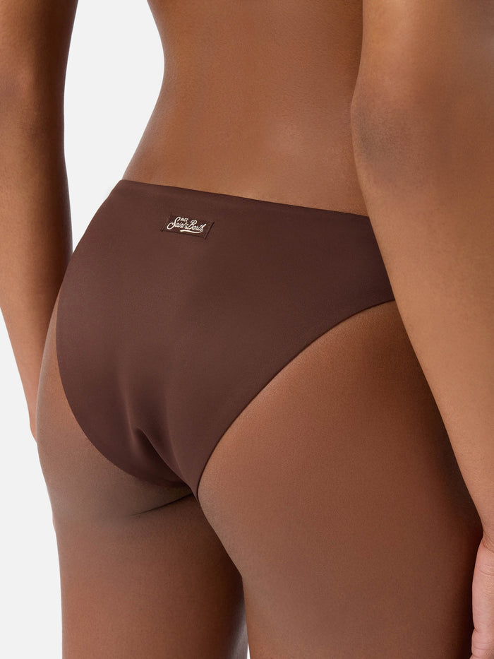Reanna Bikini Bottoms Solid Brown Soft Technical Fabric Bottom
