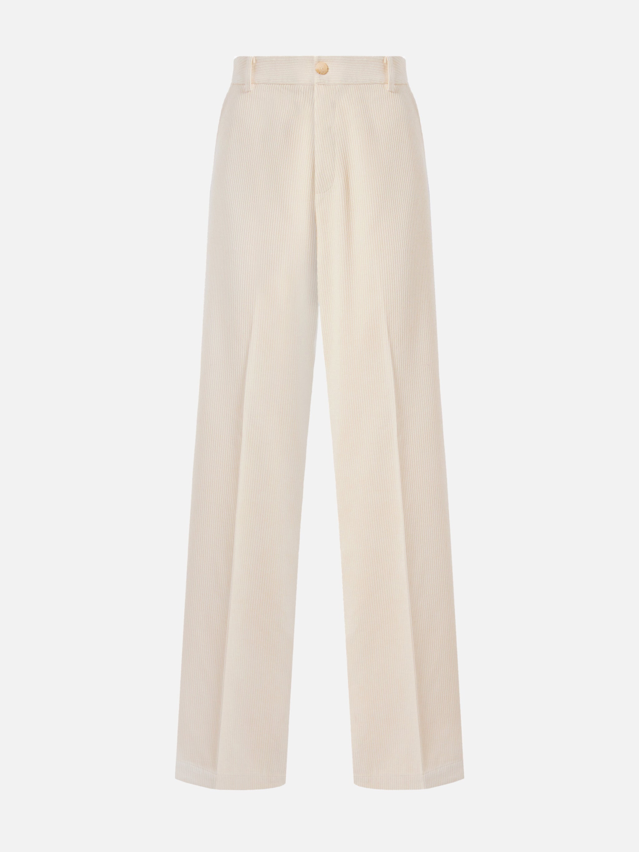 Rebella Wide-Leg Trousers Corduroy Cream White Pant